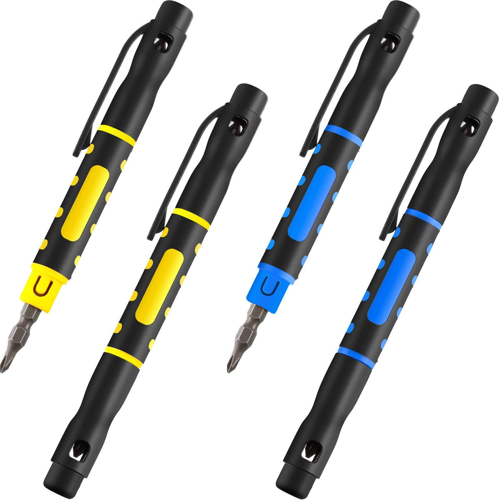 4 Pieces Pocket Screwdriver 4 In 1 Pen Screwdriver Multipurpose Portable Screwdriver Crossing Flathead Screwdriver For Repairing