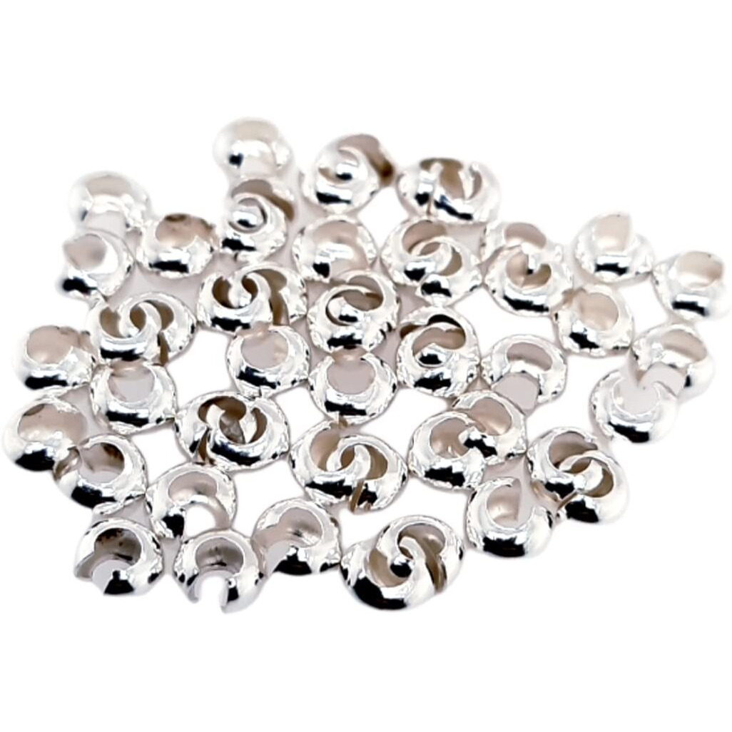 50Pcs 925 Sterling Silver Open Crimp Bead Covers, 2.5Mm, By Craft Wire