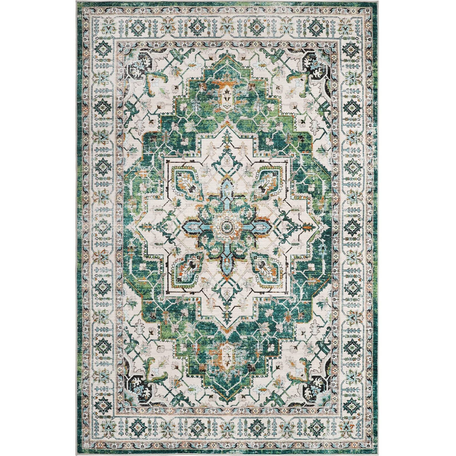 Zesthome 9X12 Area Rugs,Stain Resistant Washable Rug,Ultra-Thin Rugs For Living Room,Bedroom,Non-Slip Backing Home Decor Large Area Rug (Green,9'X12')