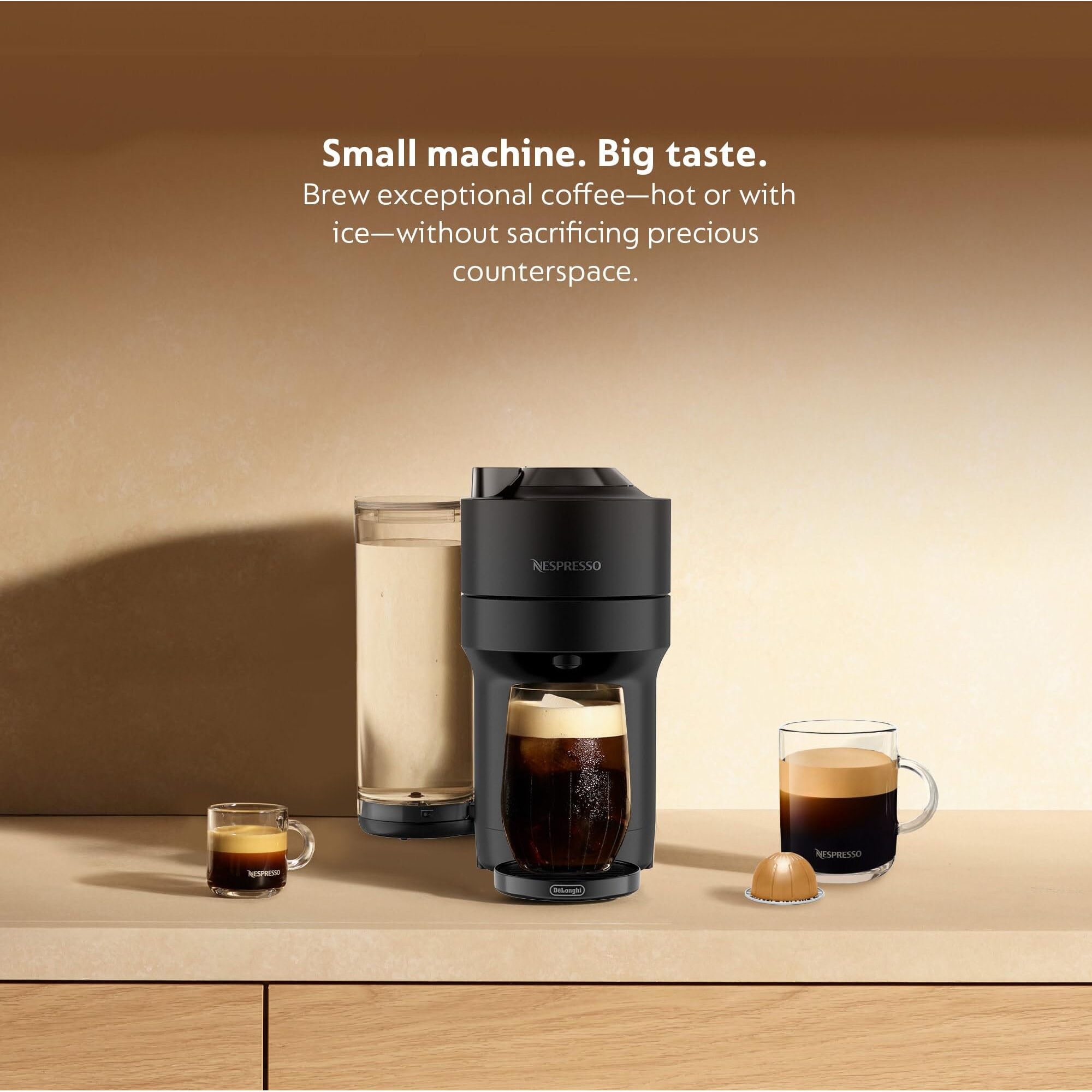 Nespresso Limited-Edition Vertuo Pop+ Coffee And Espresso Maker By De'Longhi, Black Matte Chrome