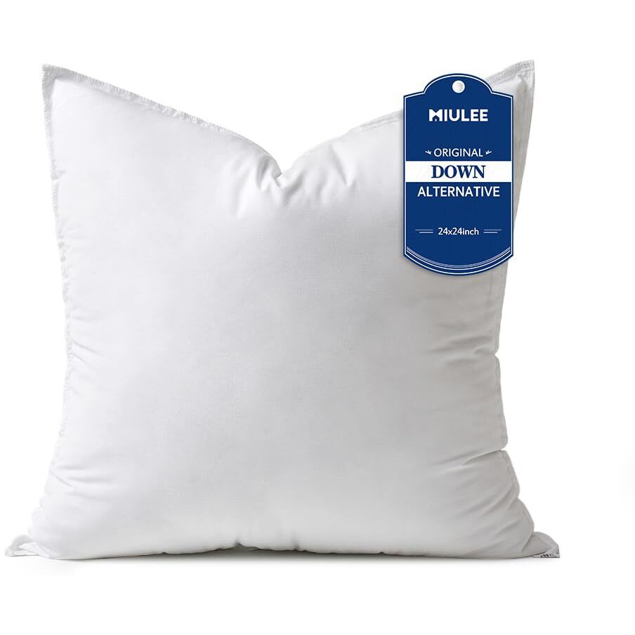 Miulee 24X24 Down Alternative Pillow Insert Euro Decorative Throw Pillow 24 Inch Body Pillow Bed Sleeping Pillow Ultra Soft Fluffy Pillow Form For Sofa Couch Bed