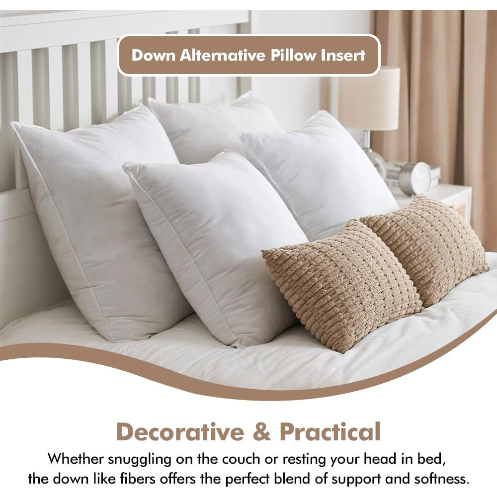Miulee 24X24 Down Alternative Pillow Insert Euro Decorative Throw Pillow 24 Inch Body Pillow Bed Sleeping Pillow Ultra Soft Fluffy Pillow Form For Sofa Couch Bed