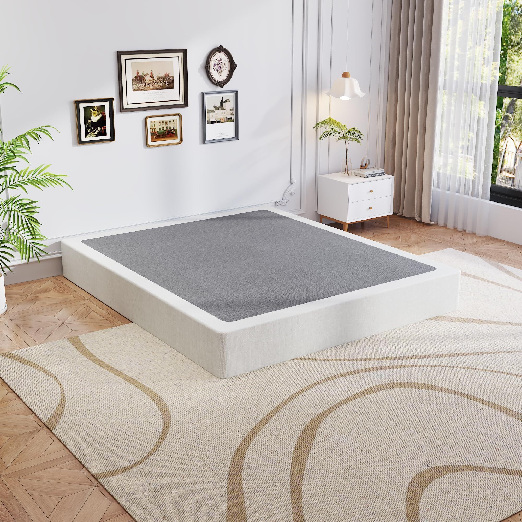 Osaset King Box Spring, 9 Inch Metal King Size Box Spring Only, Heavy Duty Metal Frame Mattress Foundation Support For 3000Lbs, Easy Assembly, Noise Free, Non Slip