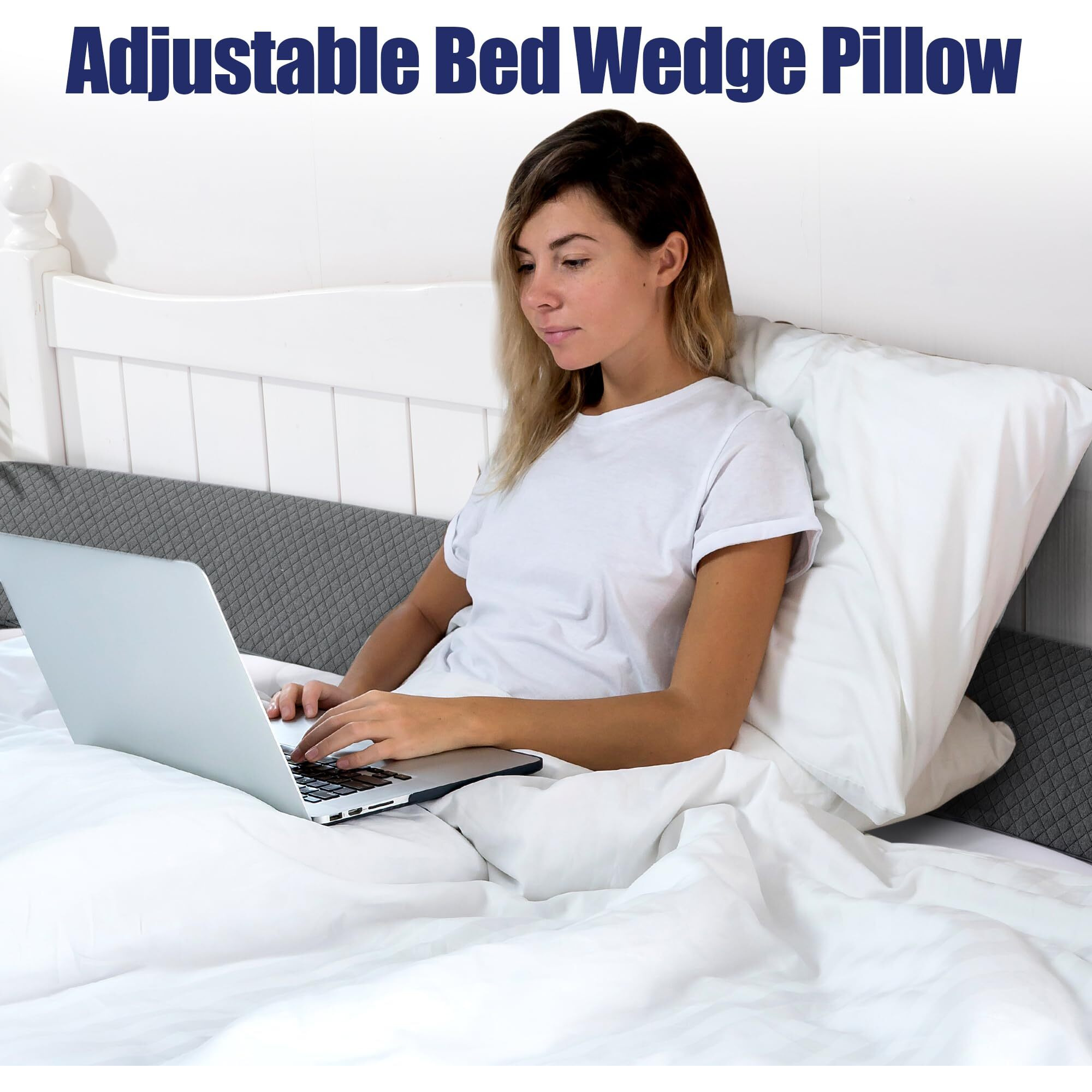 Hombys Wedge Pillow Headboard For Bed Gap,Foldable Bed Wedge Gap Filler Queen Size,Matterss Gap Filler,Multi Functional Bed Crack Pillow, Fill The Gap (0-7"") Between Your Headboard And Mattress,Grey