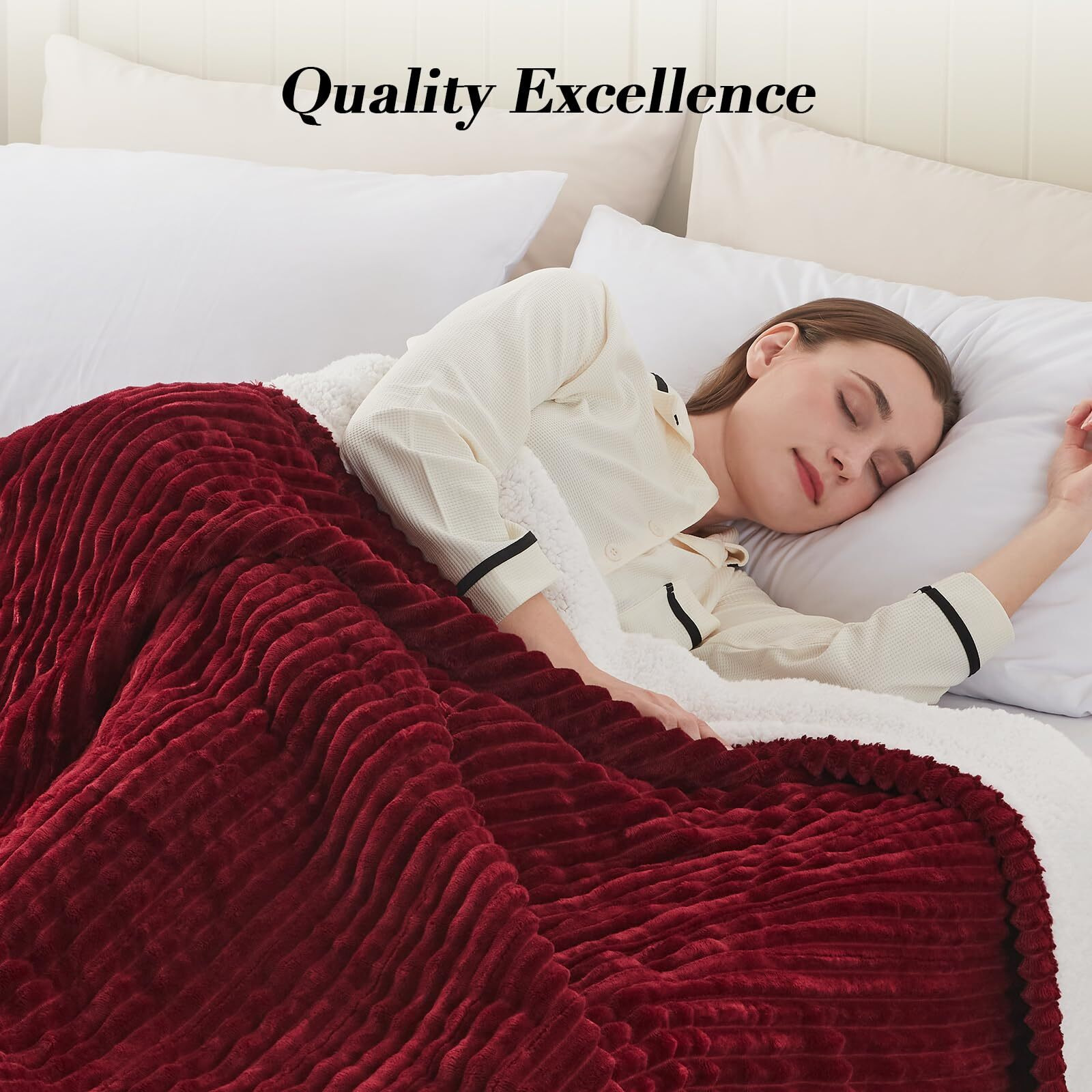 Westinghouse Full Size Heated Blanket, Soft Flannel To Sherpa Electric Blanket With 10 Heating Settings & 1-12 Hours Auto Shut Off, Fast Heating & Machine Washable, 72X84 Inch, Red