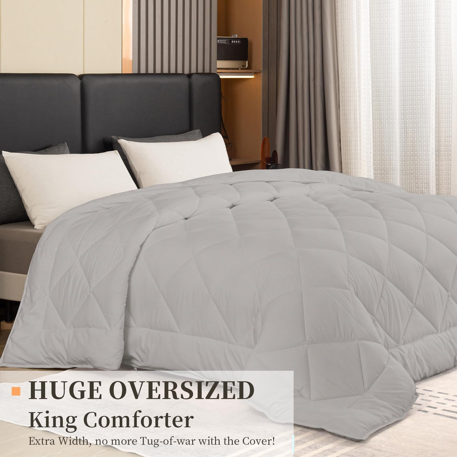 Gohome 120X98 Oversized King Comforter All Season Extra Large King Size Microfiber Comforter Quilted Down Alternative Duvet Insert With 8 Corner Tabs