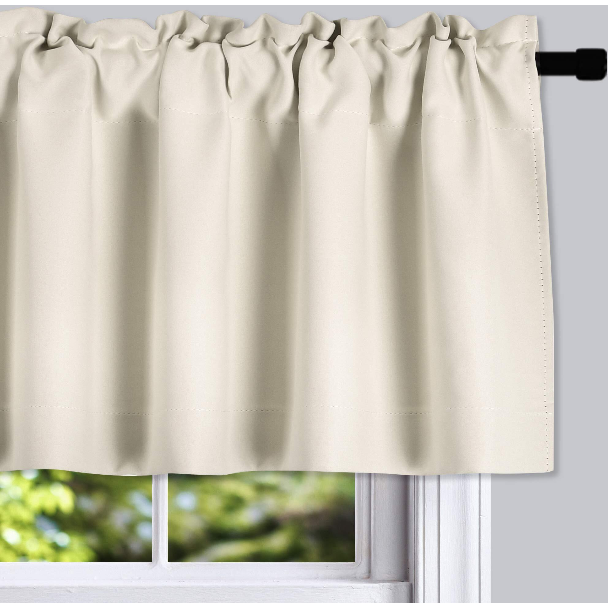 Donren 2 Panels Cream Beige Curtain Valances For Kitchen 42 X 15 Inches Long Room Darkening Rod Pocket Valances