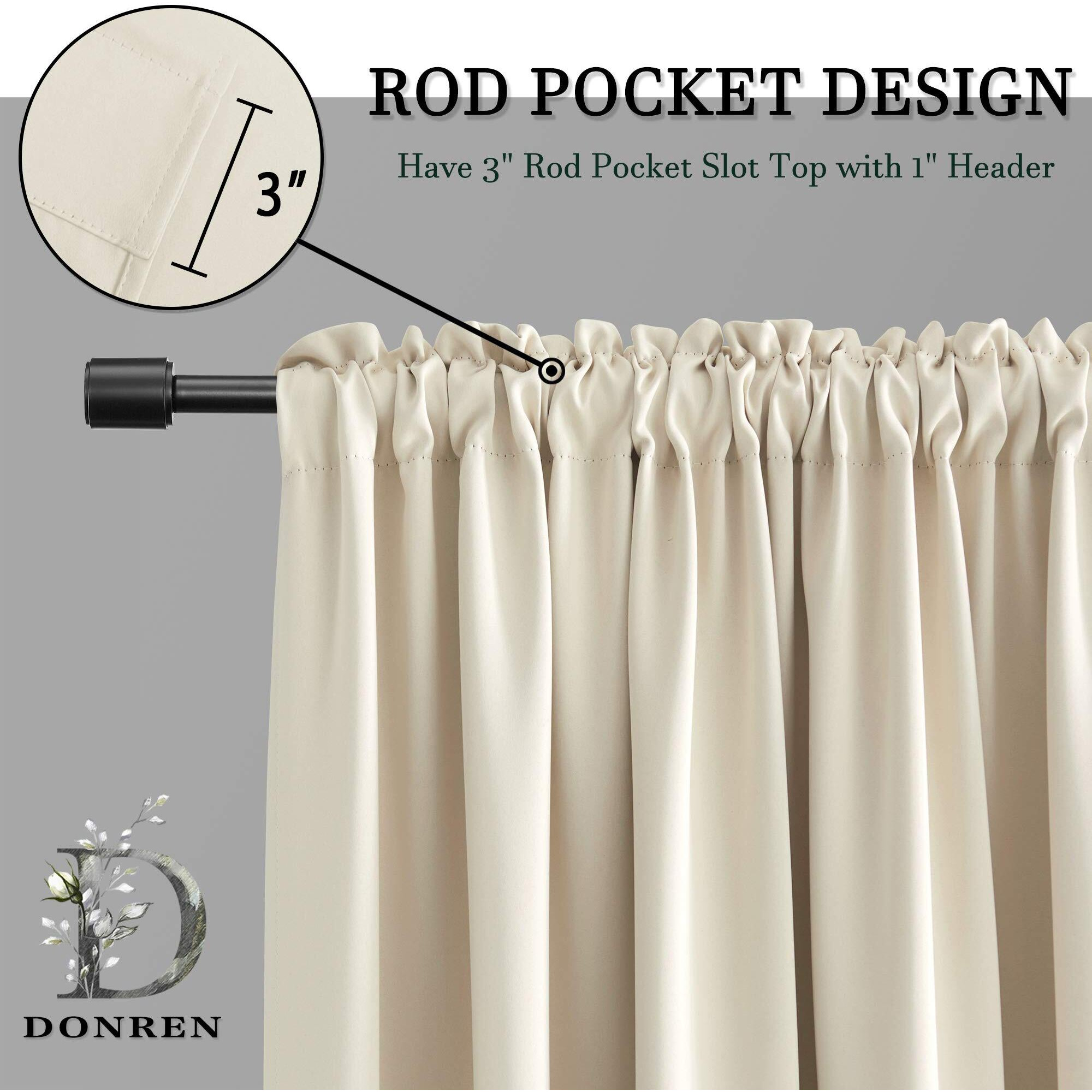 Donren 2 Panels Cream Beige Curtain Valances For Kitchen 42 X 15 Inches Long Room Darkening Rod Pocket Valances