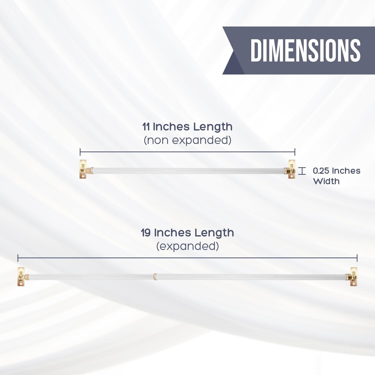 Amazing Drapery Hardware White Swivel Sash Curtain Rods With Brass Ends, Set Of 2 (Hardware Included) - Adjustable Length 11-19 Inches, Easy To Install Metal Rods For Doors, Windows, And Sidelights