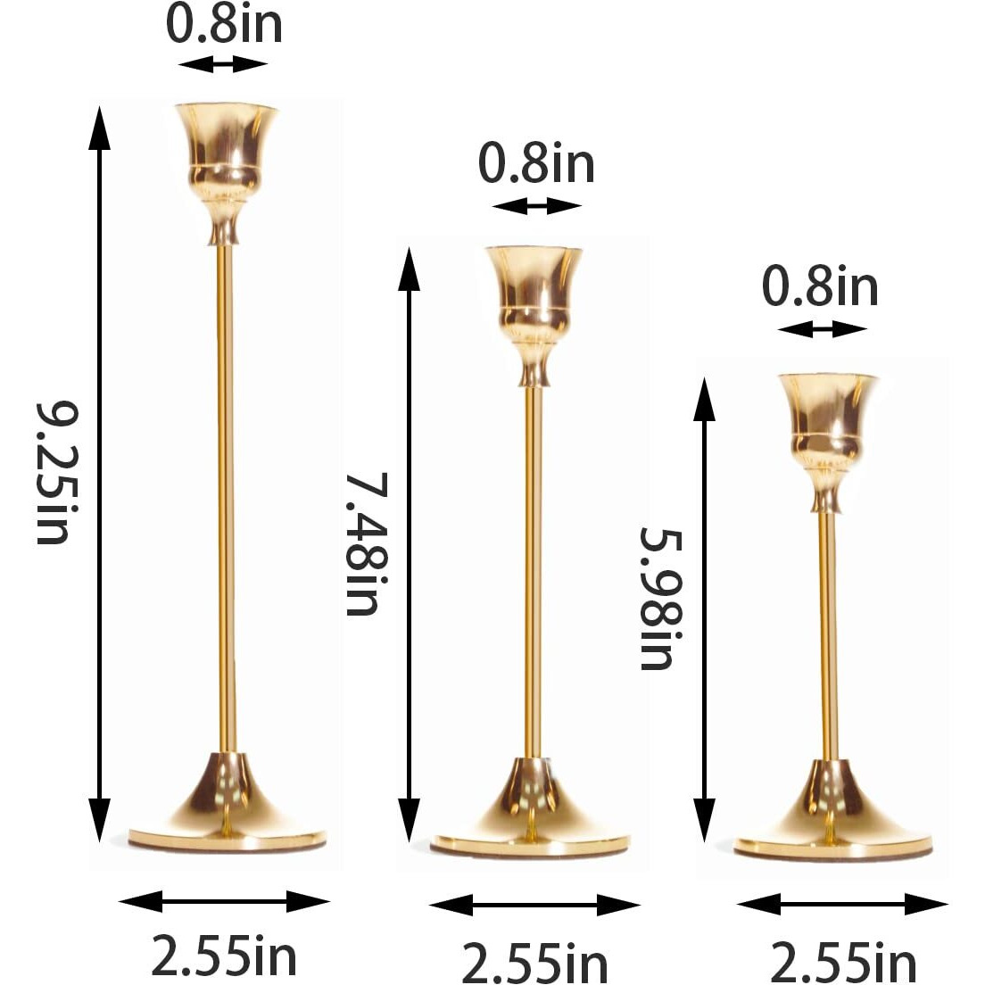 Nlbtw French Gold Candlestick Holders Taper Candle Holders, Set Of 3 Vintage Candle Sticks Holder Decor Used As Fireplace Mantel Or Table Centerpieces For Wedding, Dinning, Party