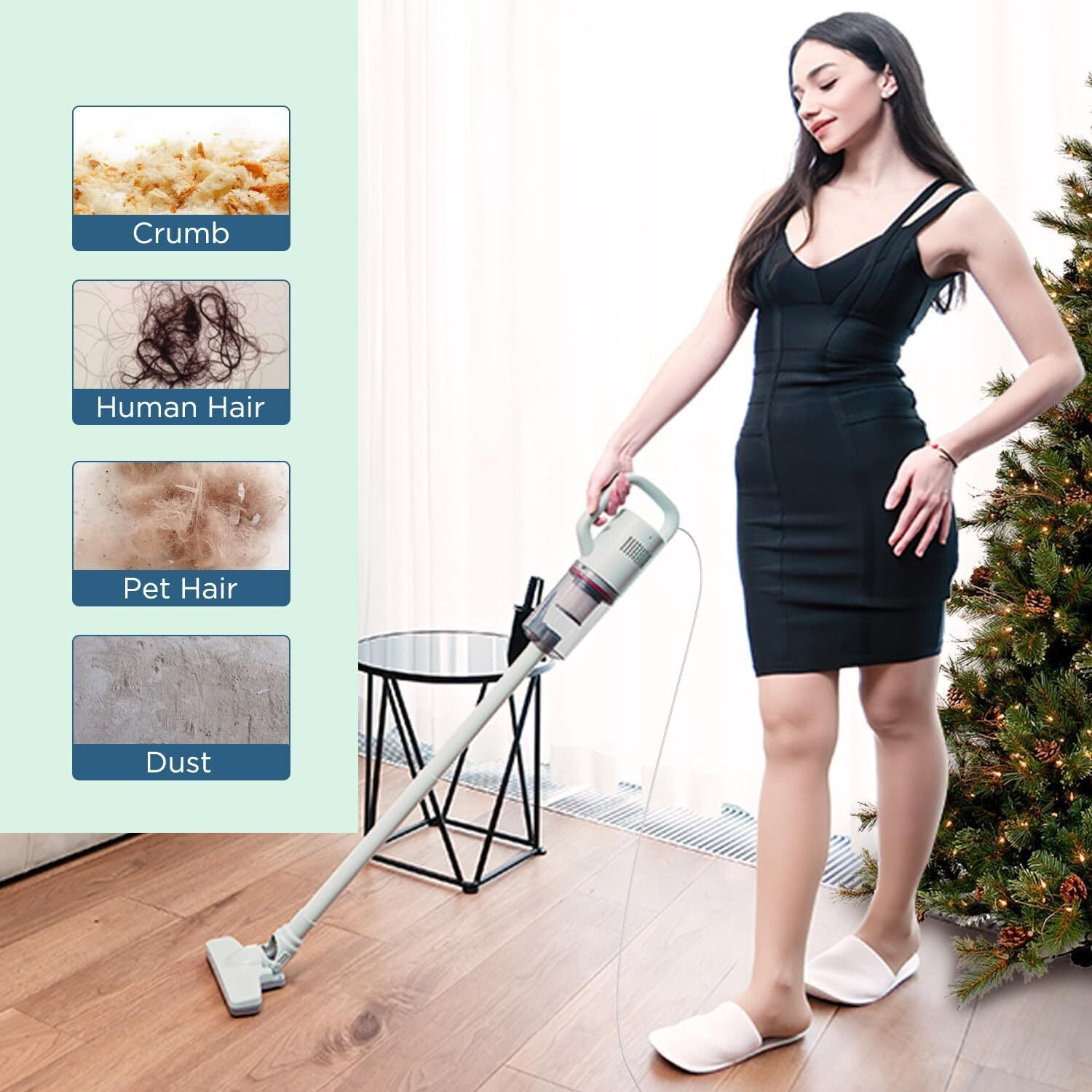 Keromee Stick Vacuum Cleaner, Corded Handheld Vacuum Cleaner Mini Electric Broom For Pet Hair Hardwood Floor Cat Litter Cleaning (13Ft-Cord)