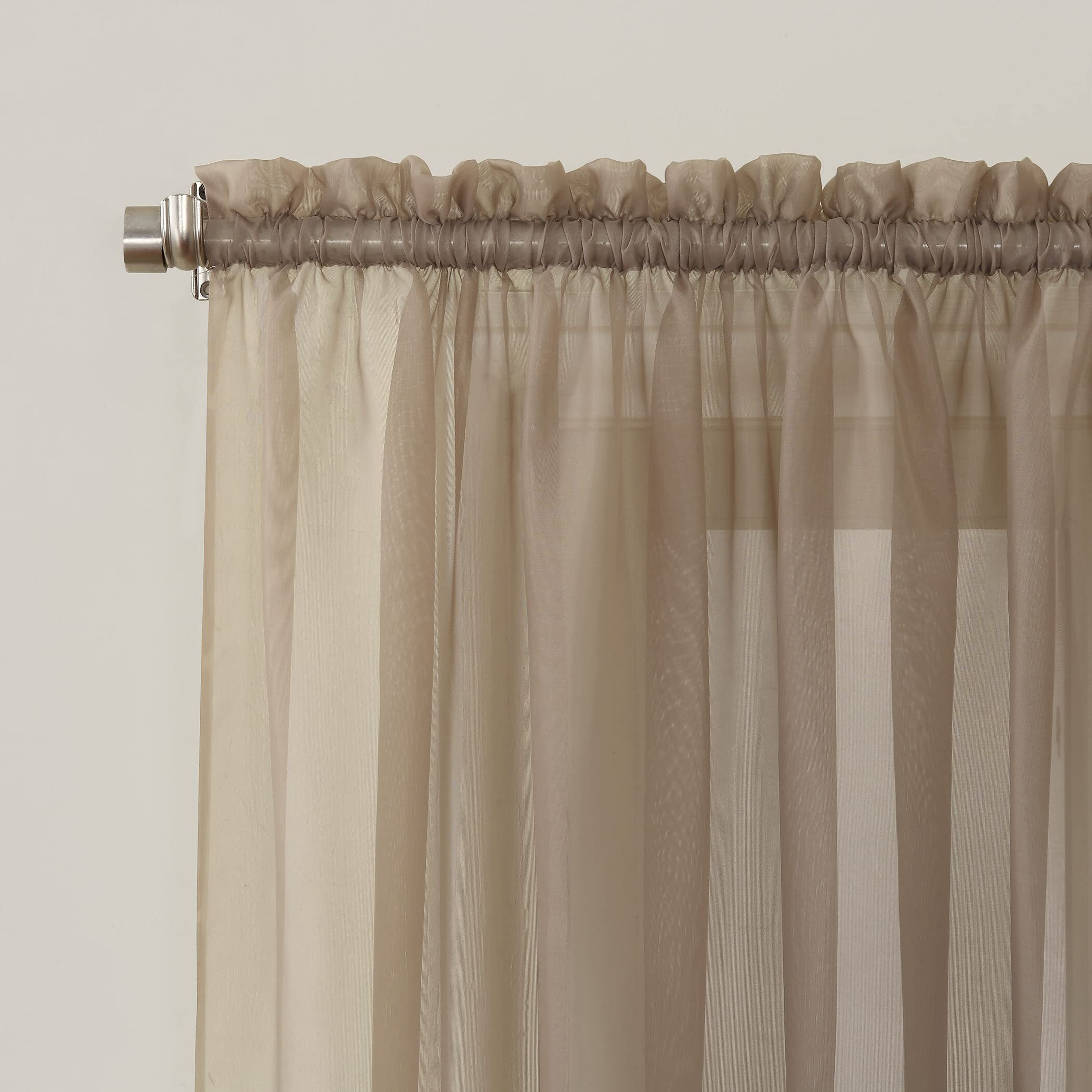 No. 918 25767 Emily Sheer Voile Rod Pocket Curtain Panel, 59"""" X 95"""", Taupe
