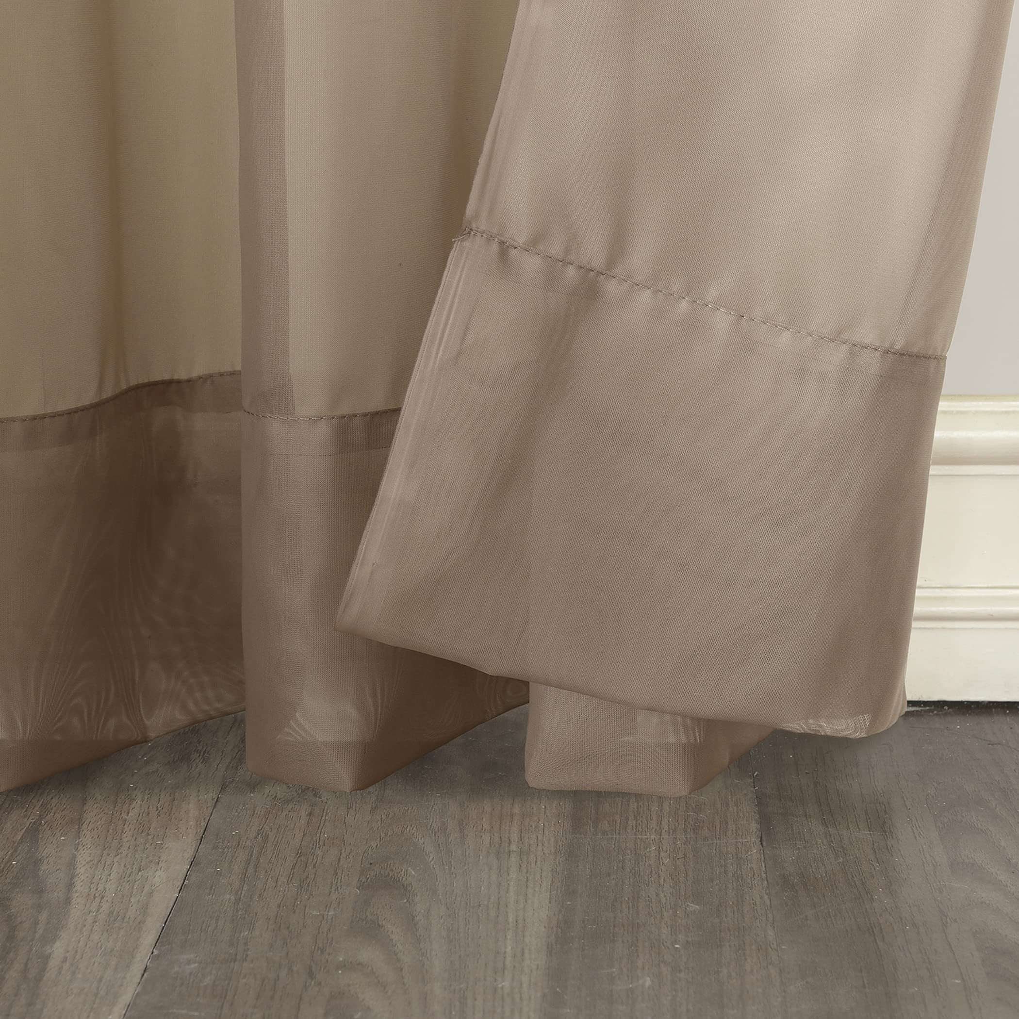 No. 918 25767 Emily Sheer Voile Rod Pocket Curtain Panel, 59"""" X 95"""", Taupe