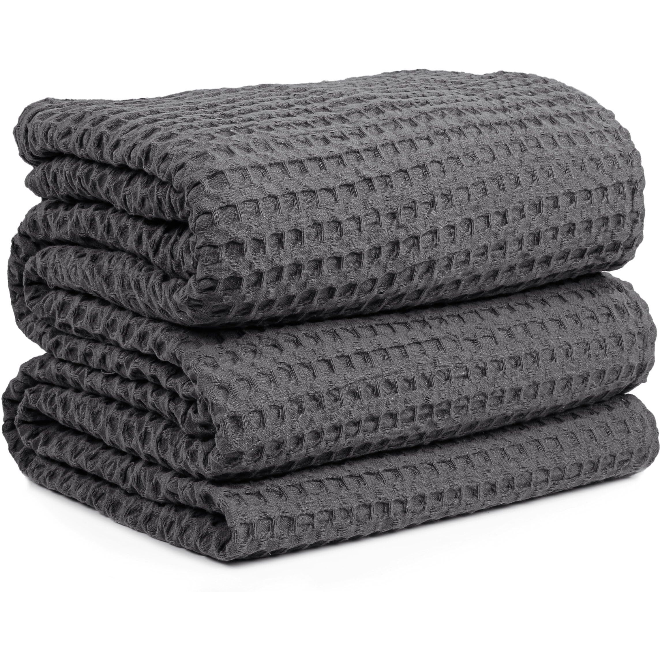 Hillfair 100% Cotton Blanket- 120"" X 120"" Xxl Oversized King Bed Blankets - Family Size 10 Ft X 10 Ft Big - Waffle Blankets - Soft Breathable Blankets For Bed - Extra Large King Cotton Blankets- Grey
