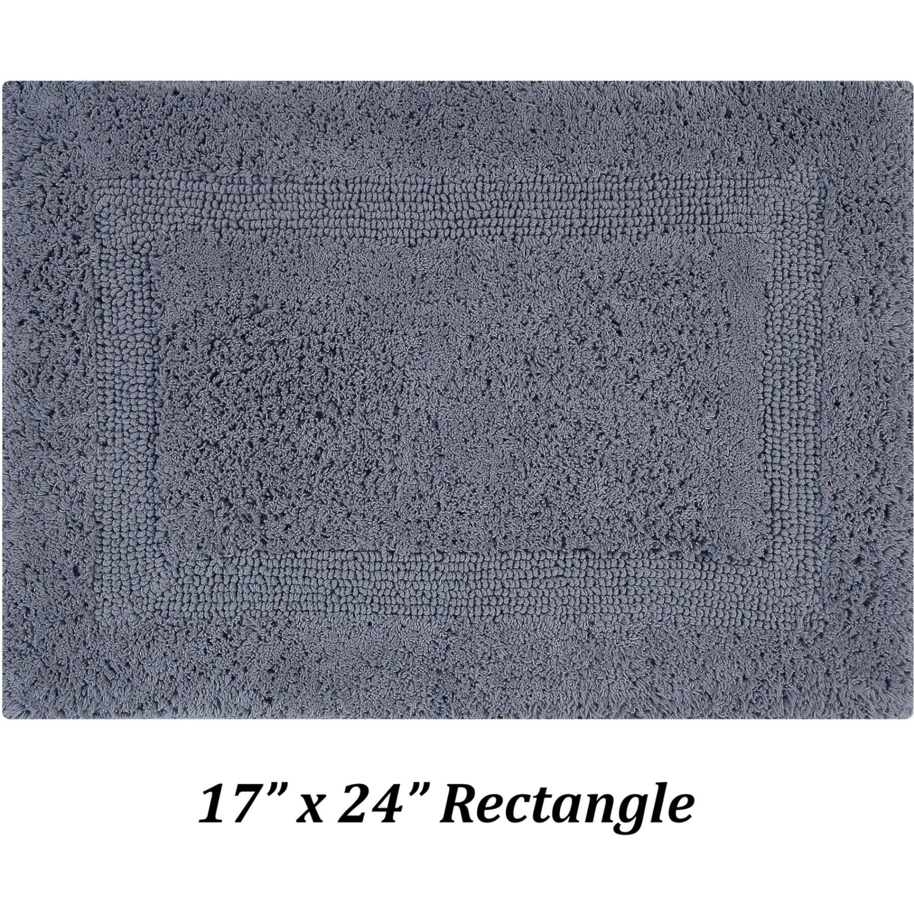Better Trends 100% Cotton Lux Collection Bath Mats, Gray Bath Mat - Tufted, Reversible & Absorbent & Machine Washable Bath Mats For Bathroom Floor, Shower & Sink Bath Mat Rug, 17"" X 24""