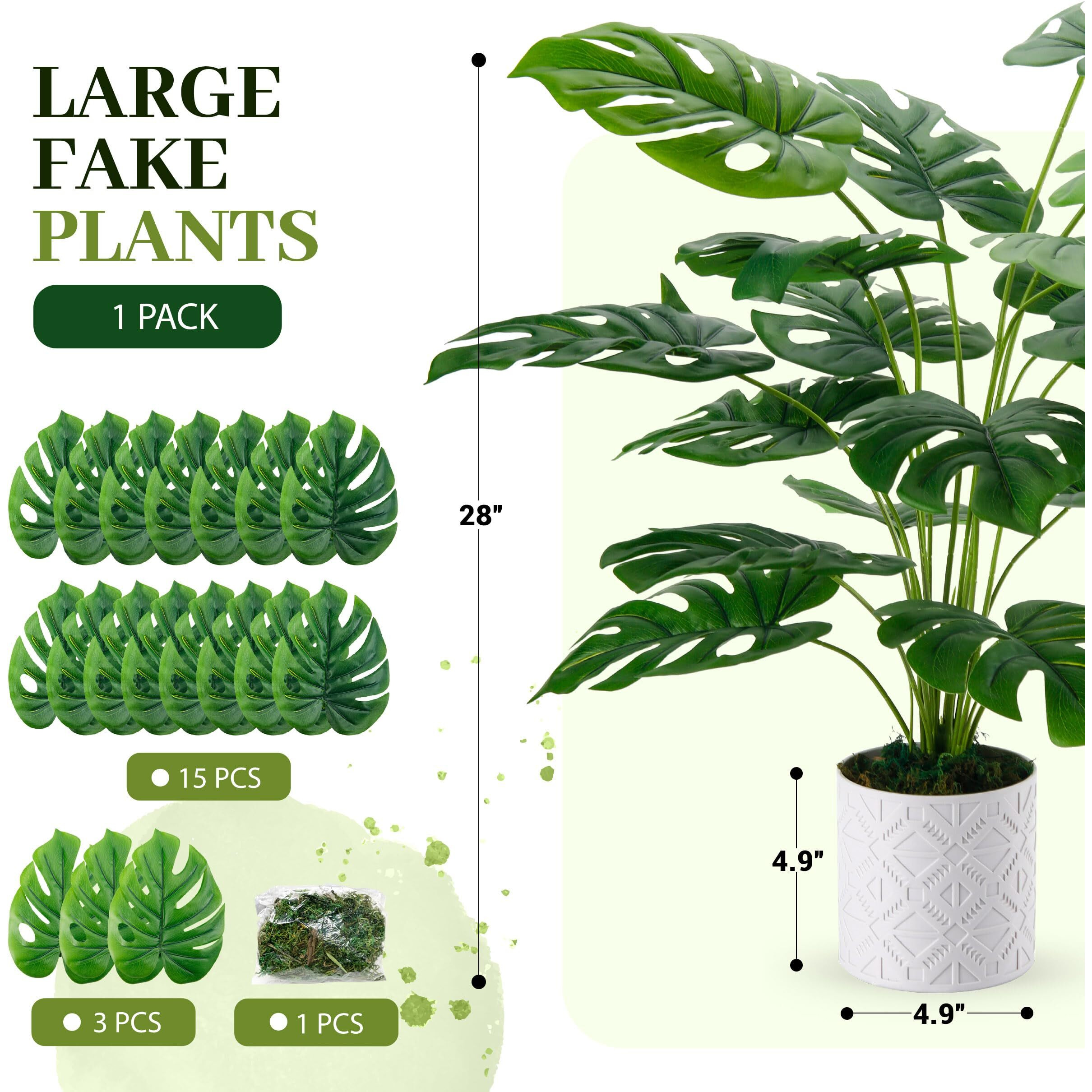 Der Rose 28'' Fake Plants Large Artificial Plants Tall Faux Plants Indoor For Home Farmhouse Bedroom Living Room Decor