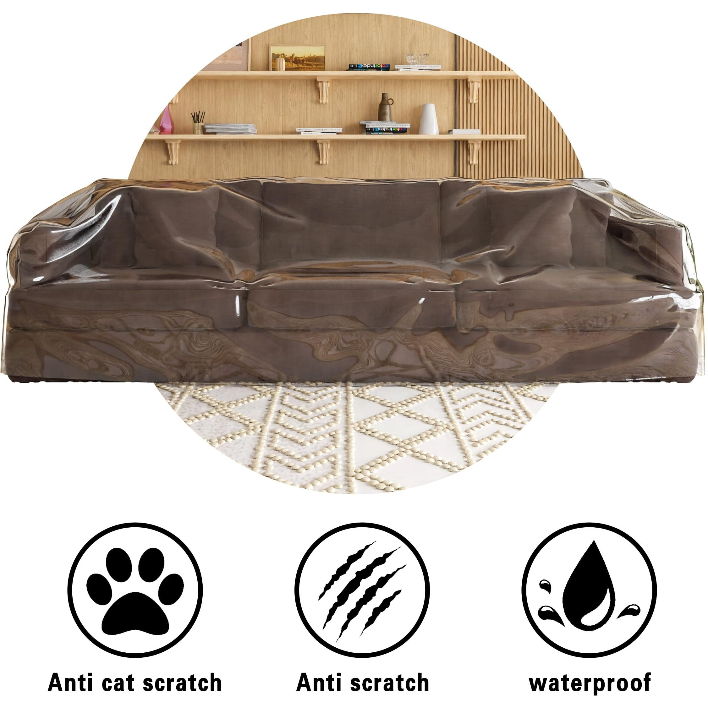 Imperius Clear Thick Heavy Duty Water Resistant Sofa/Couch Cover,Waterproof Plastic Shield Covers For Couch,Vinyl Sofa Cover To Prevent Scratching By Dogs And Cats