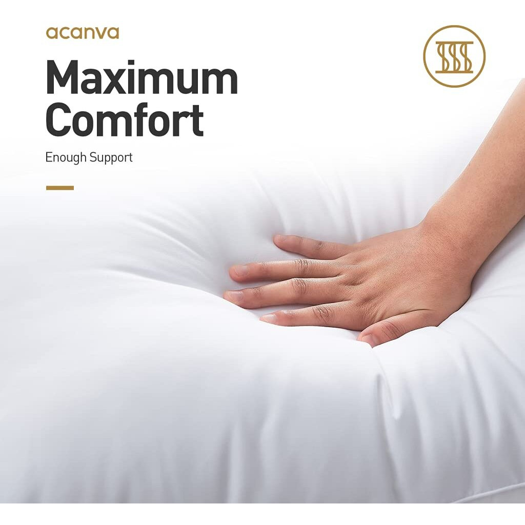 Acanva Bed Pillows For Sleeping, Cooling Hotel Quality With Premium Soft 3D Down Alternative Fill For Back, Stomach Or Side Sleepers, Standard (Pack Of 4), White 4 Count
