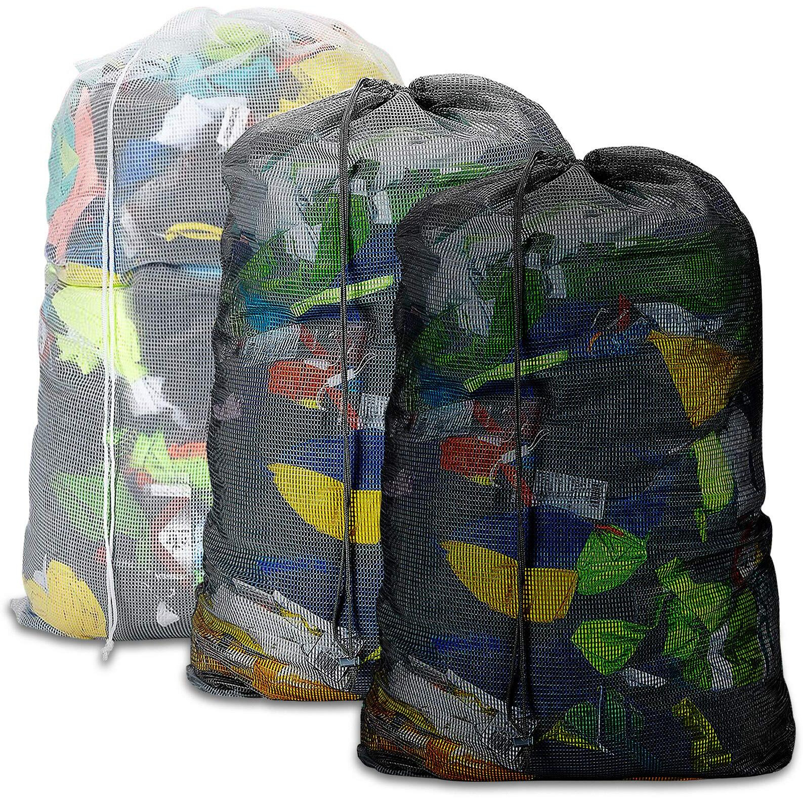 Dalykate Mesh Laundry Bags With Reinforced Handle 24"" X 36"" Heavy Duty Sturdy Laundry Bags With Drawstring Closure Laundry Liner Bags For College Dorm, Family And Apartment, 3 Pack