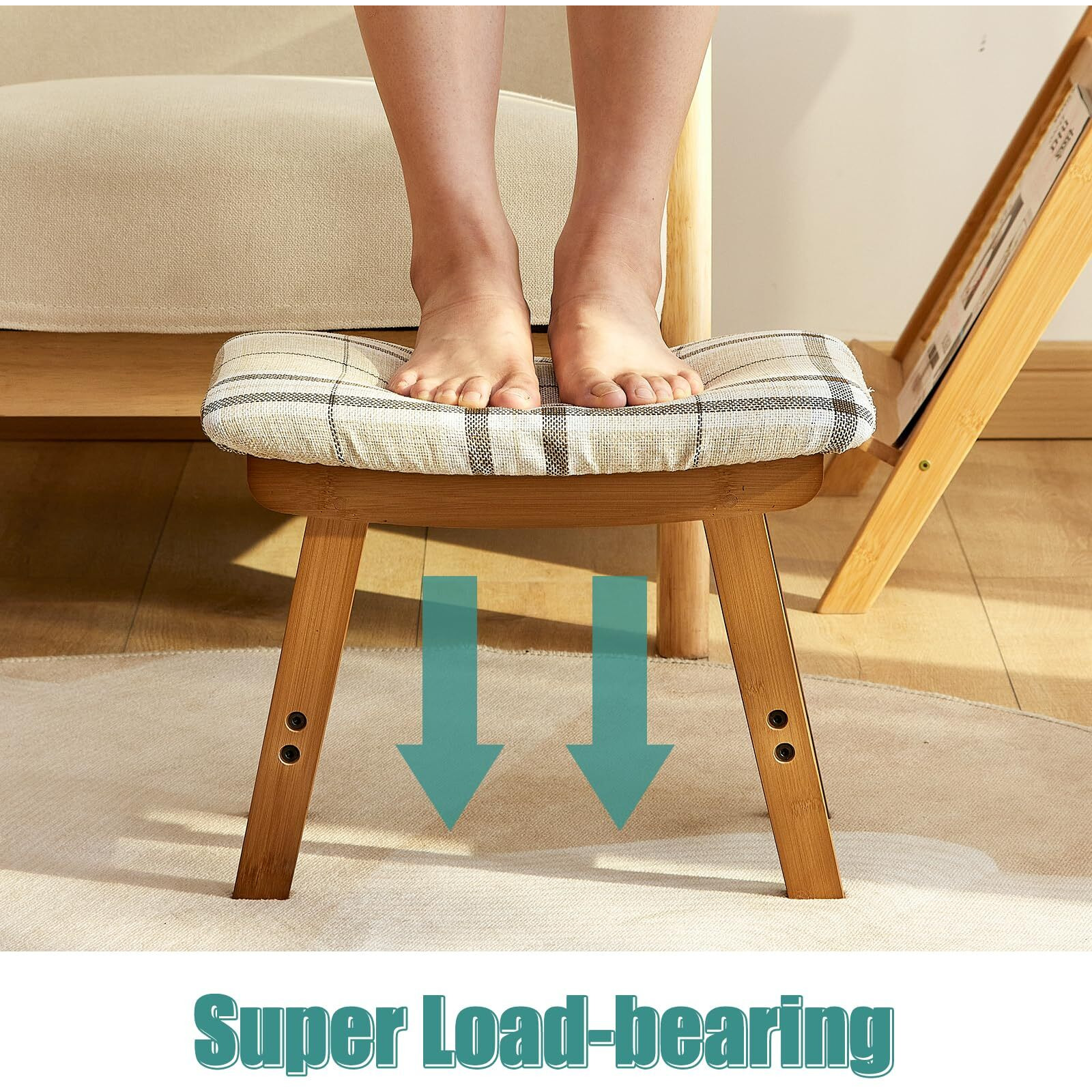 Viewcare Foot Stools Ottoman, Small Foot Stool Ottoman, And Footstool, Wooden Foot Stool, Sofa Footrest Extra Seating For Living Room Entryway Office