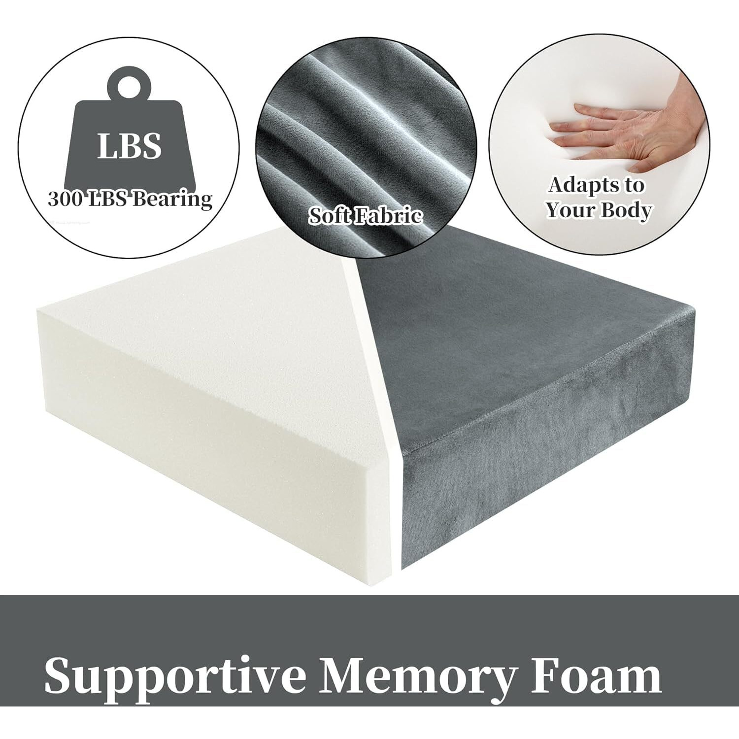 Hombys Memory Foam Recliner Cushion For Elderly, 4"" Thickness Seat Cushion With Lumbar Support Pillow, Non-Slip & Supportive Chair Seat Cushion With Backrest, (Light Grey, 21.5"" Backrest)
