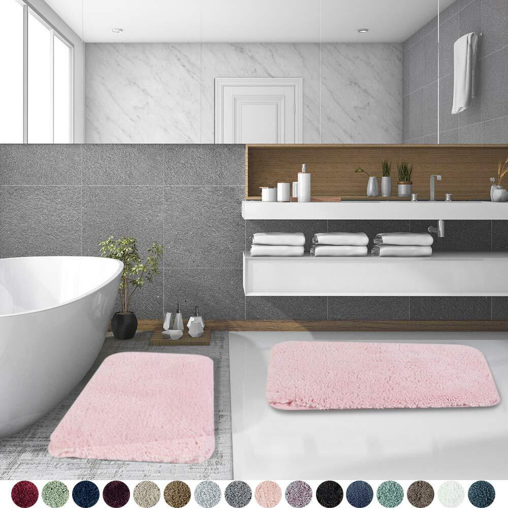 Walensee Shaggy 2 Piece Bath Rug Set, (20 X 32, 2 Pack Set, Blush) Bathroom Rug Set Bath Mats For Bathroom Machine Wash/Dry Absorbent Bathroom Mats Set Non Slip Plush Rug Sets For Shower