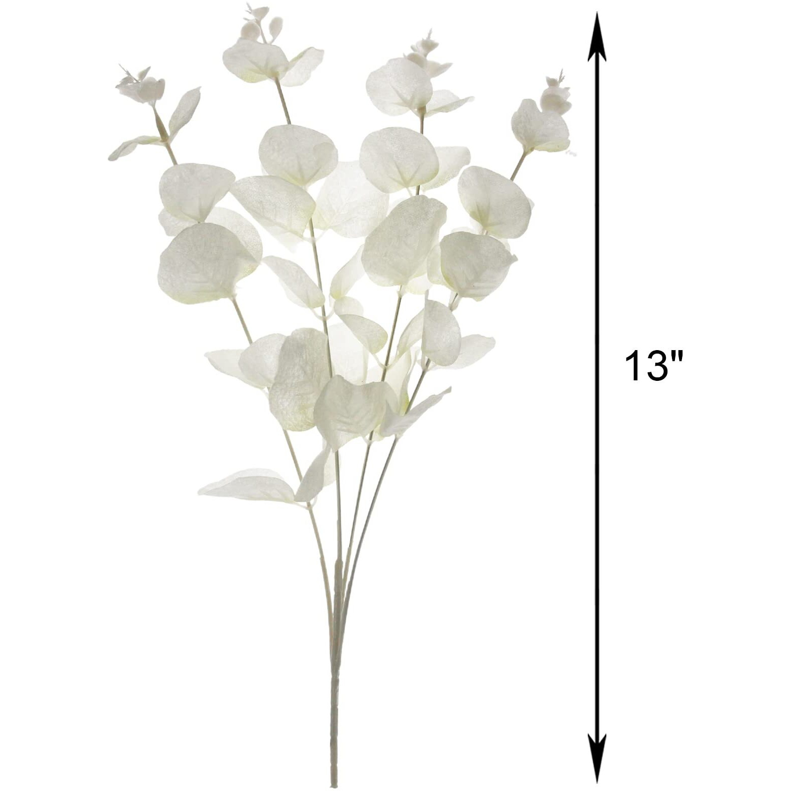 Tinsow 5 Pcs Artificial Eucalyptus Branches Real Touch Leaf Stem White Faux Eucalyptuses Wedding Bouquet Centerpiece Christmas Home Decor (White, 5)