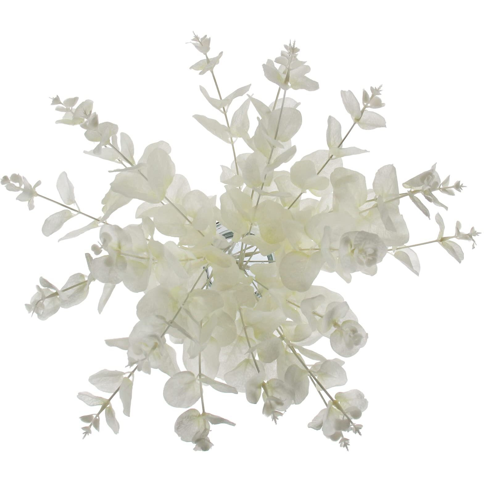Tinsow 5 Pcs Artificial Eucalyptus Branches Real Touch Leaf Stem White Faux Eucalyptuses Wedding Bouquet Centerpiece Christmas Home Decor (White, 5)