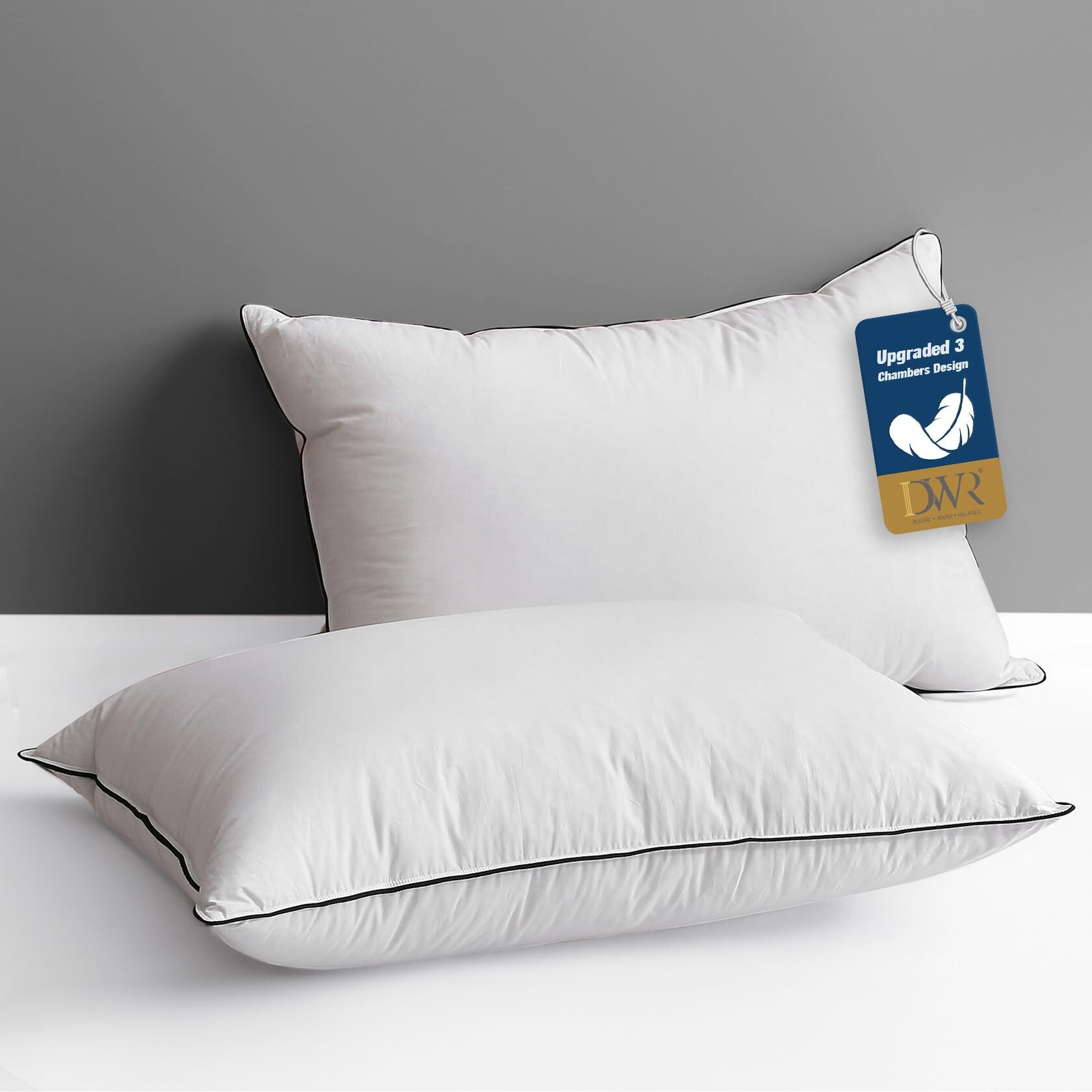 Dwr Goose Feather Down Pillow For Sleeping 2 Pack, Queen Size Organic Cotton Hotel-Style Bed Pillow Inserts, Soft Medium Pillow For Stomach And Back Sleeper (20X30, Set Of 2)
