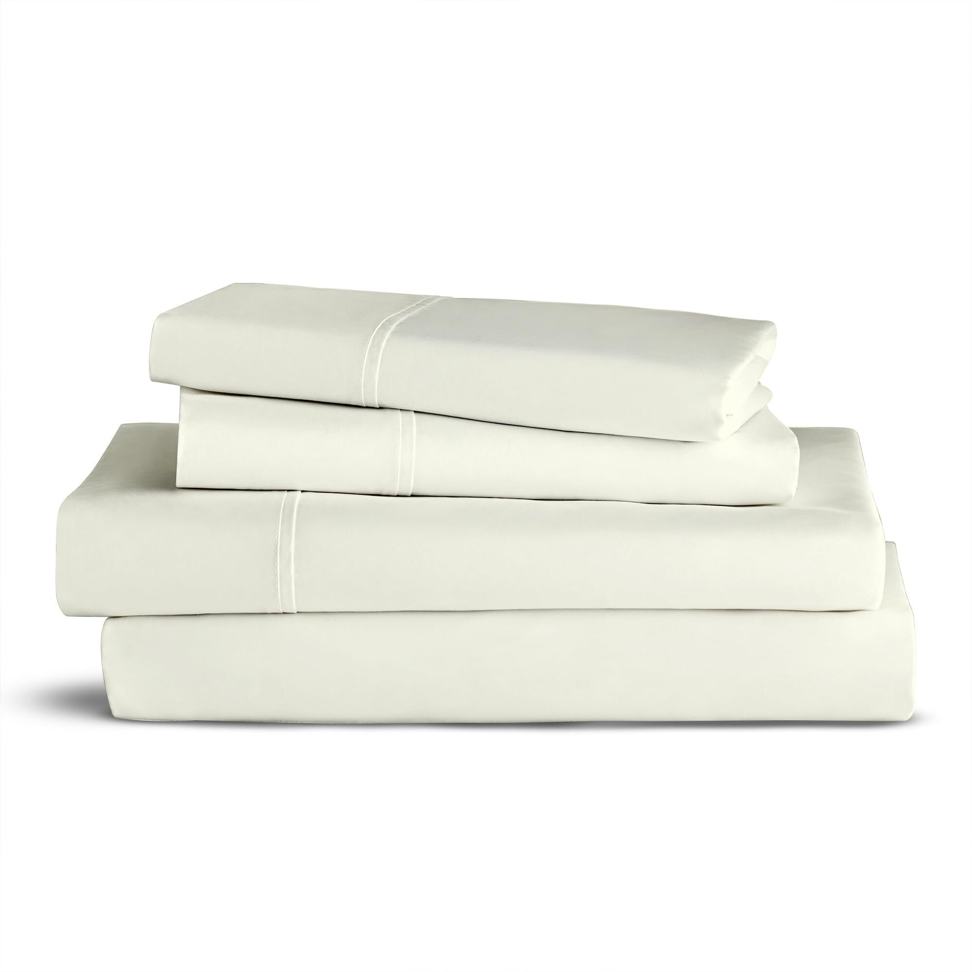 Purity Home 100% Cotton Sheets, Fresh Ivory Queen Bed, 400 Thread Count Percale Weave Cooling Sheets, Fresh Ivory Queen Bed Sheet Set, Hotel Luxury Deep Pocket Cotton Sheets Queen