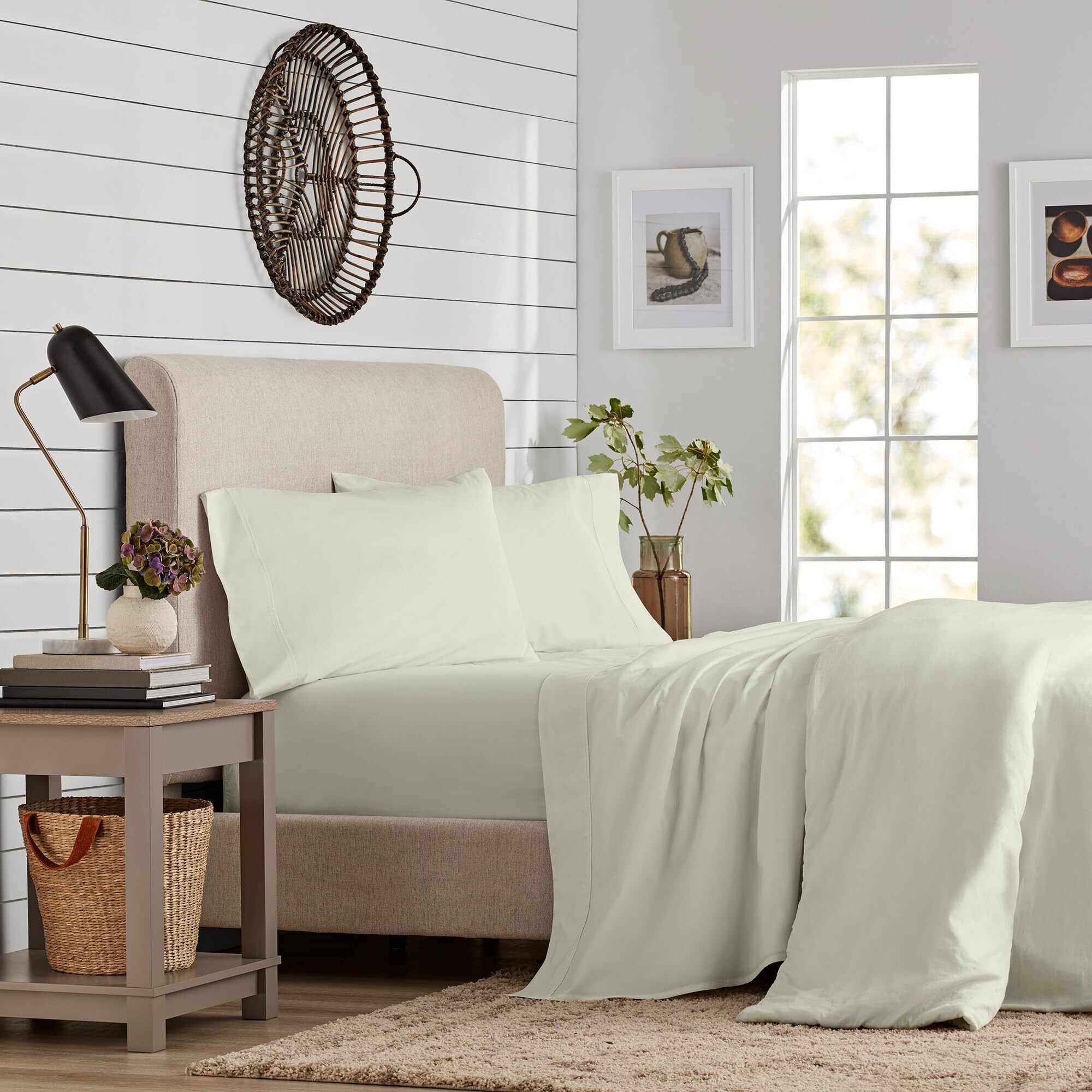 Purity Home 100% Cotton Sheets, Fresh Ivory Queen Bed, 400 Thread Count Percale Weave Cooling Sheets, Fresh Ivory Queen Bed Sheet Set, Hotel Luxury Deep Pocket Cotton Sheets Queen