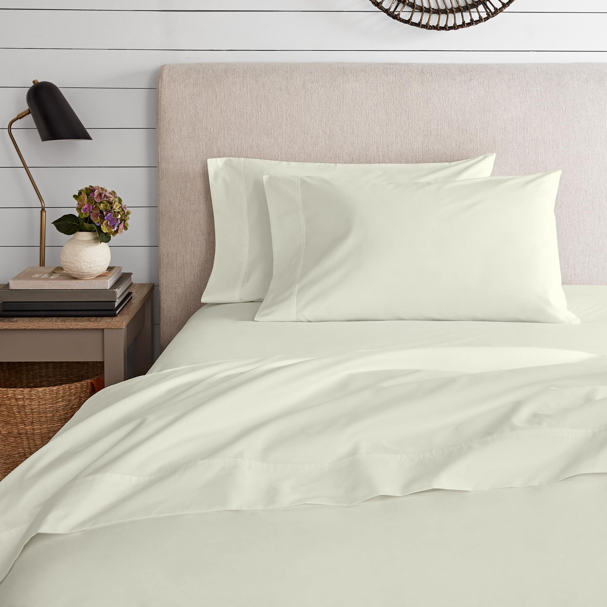 Purity Home 100% Cotton Sheets, Fresh Ivory Queen Bed, 400 Thread Count Percale Weave Cooling Sheets, Fresh Ivory Queen Bed Sheet Set, Hotel Luxury Deep Pocket Cotton Sheets Queen