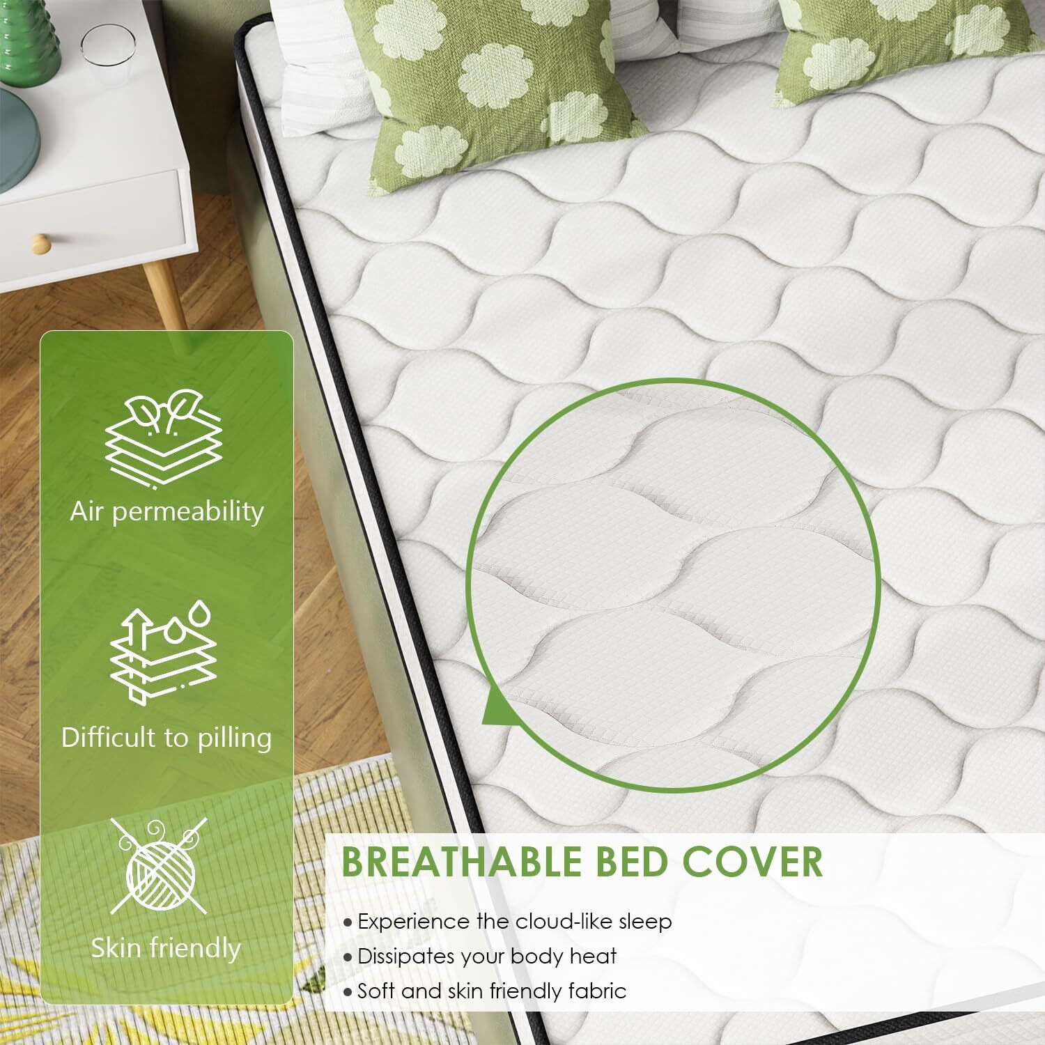 Paylesshere 8 Inch Mattress Medium Firm Spring Mattress Cool Sleep Pressure Relief Full Size Mattress In A Box Fiberglass Free Certipur-Us Certified Breathable Foams Mattress
