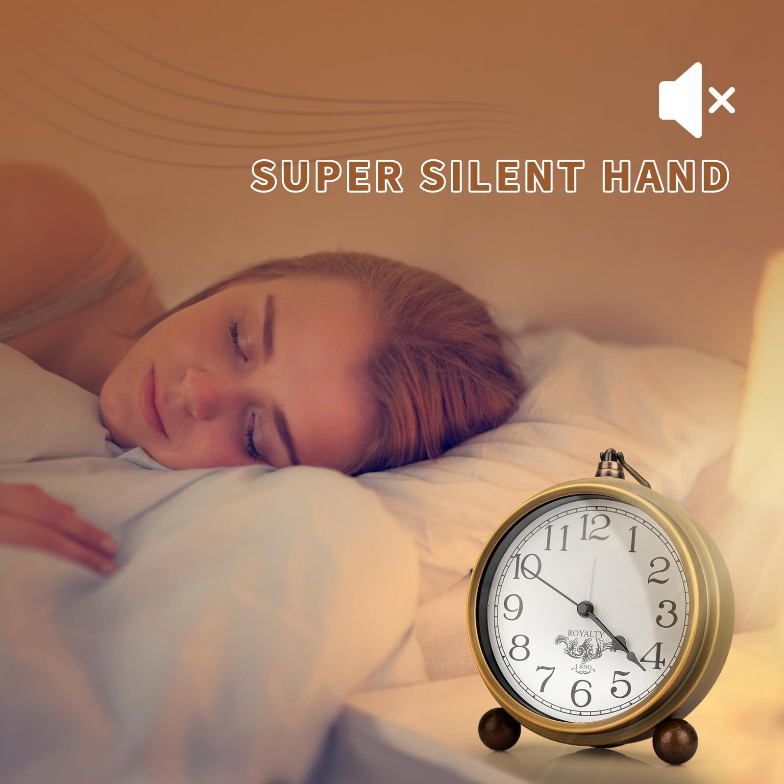 Maxspace Vintage Analog Clock,5.2 Inch Super Silent Clock,Battery Operated Alarm Clock For Bedrooms Desk Travel And Room Decor