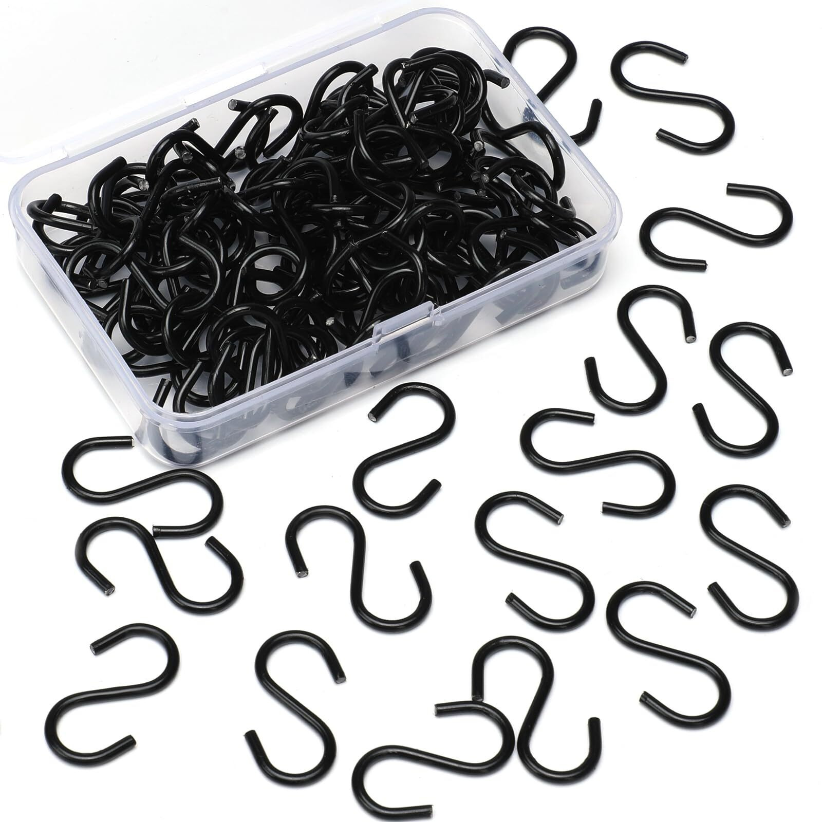Senkary 100 Pieces 1 Inch Mini S Hooks Small S Hooks Stainless Steel S Shaped Hooks For Crafts, Jewelry And Hanging (Black)