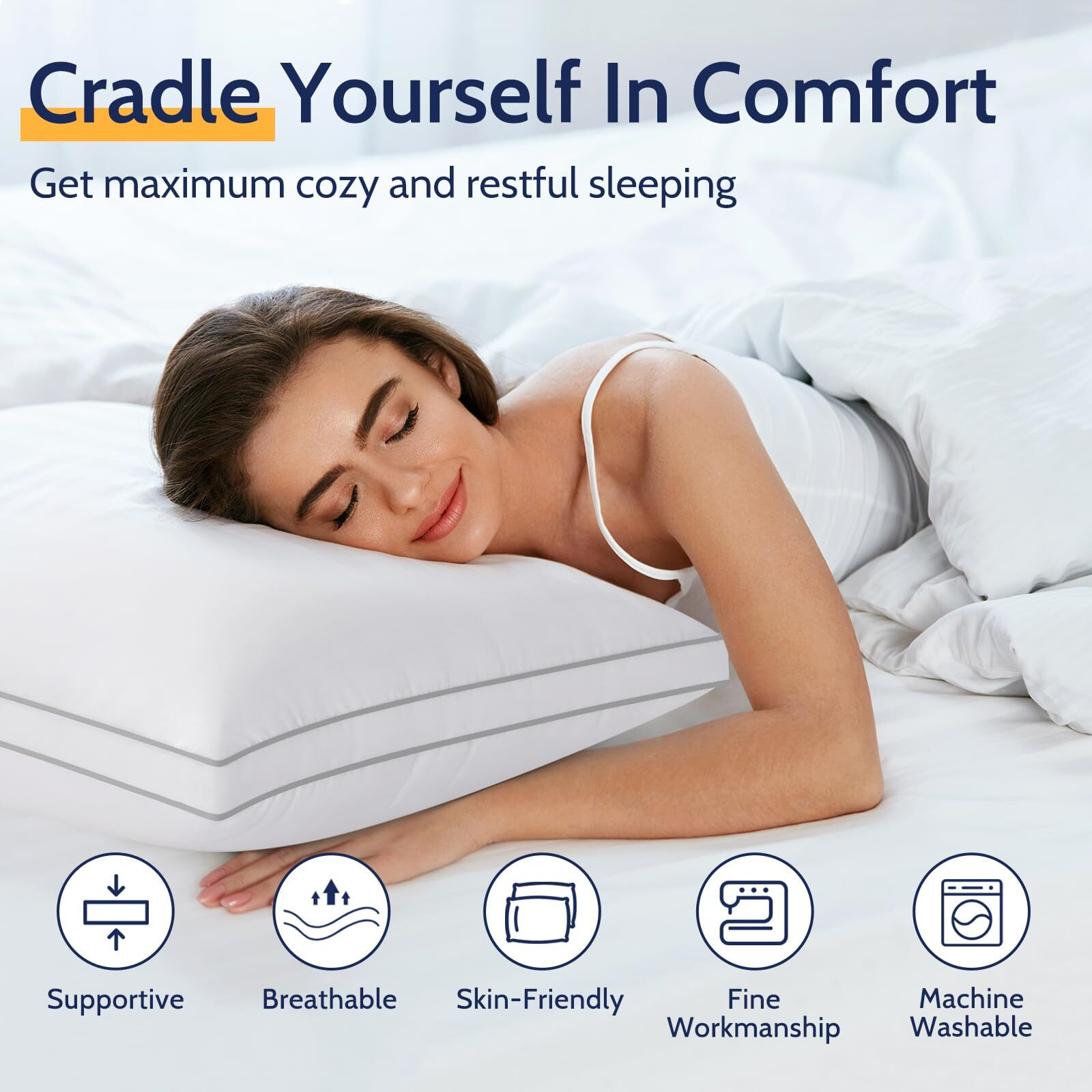 King Size Pillows Set Of 2, Pillows King Size 2 Pack For Sleeping, Luxury Hotel Quality Bed Pillows, Firm King Pillows With Premium Down Alternative For Back Stomach Side Sleepers, Machine Washable