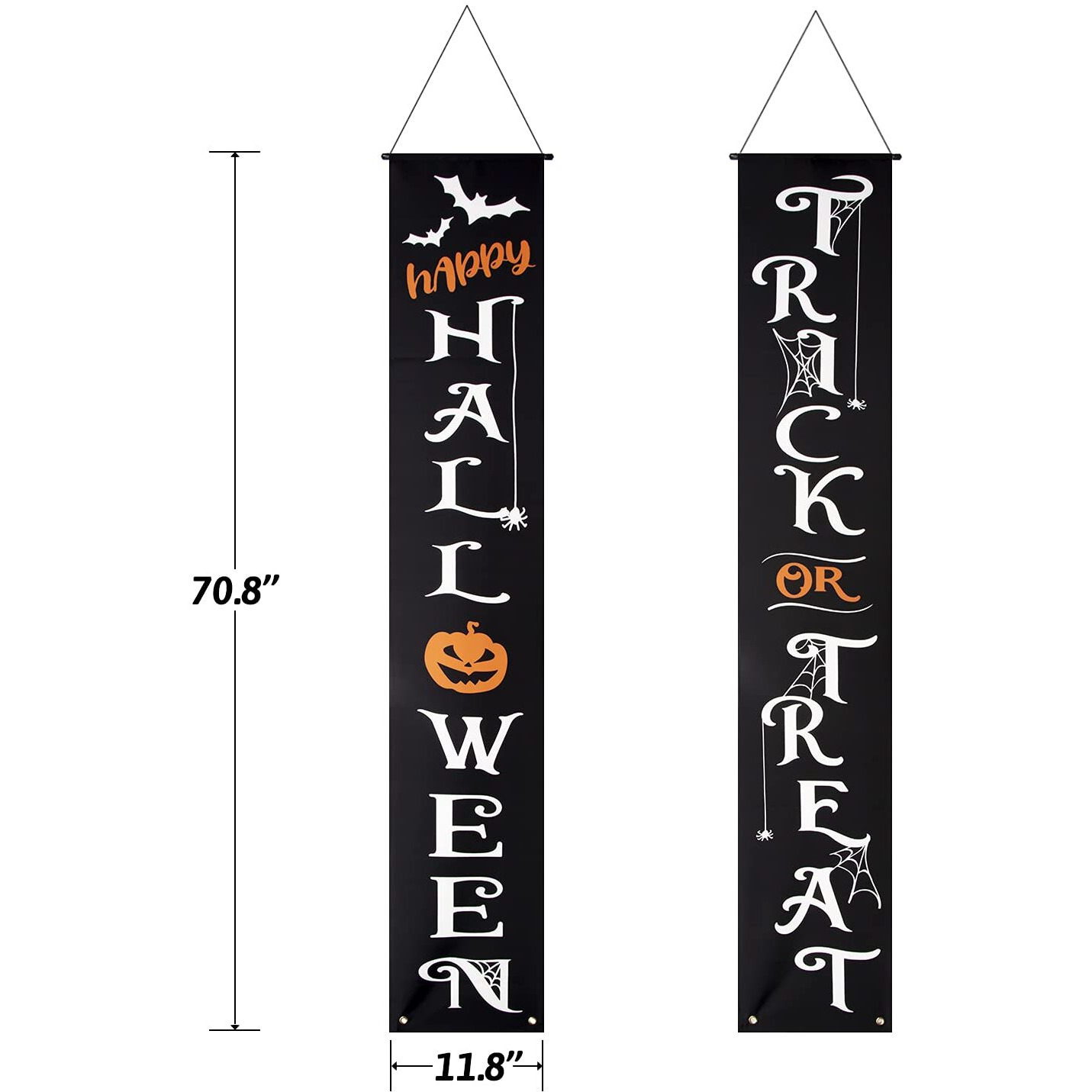 Halloween Decorations Outdoor Banners Trick Or Treat Happy Halloween Decorative Hanging Banner For Front Door Porch Yard Sign Indoor Home Wall Decor Halloween Party Welcome Signs