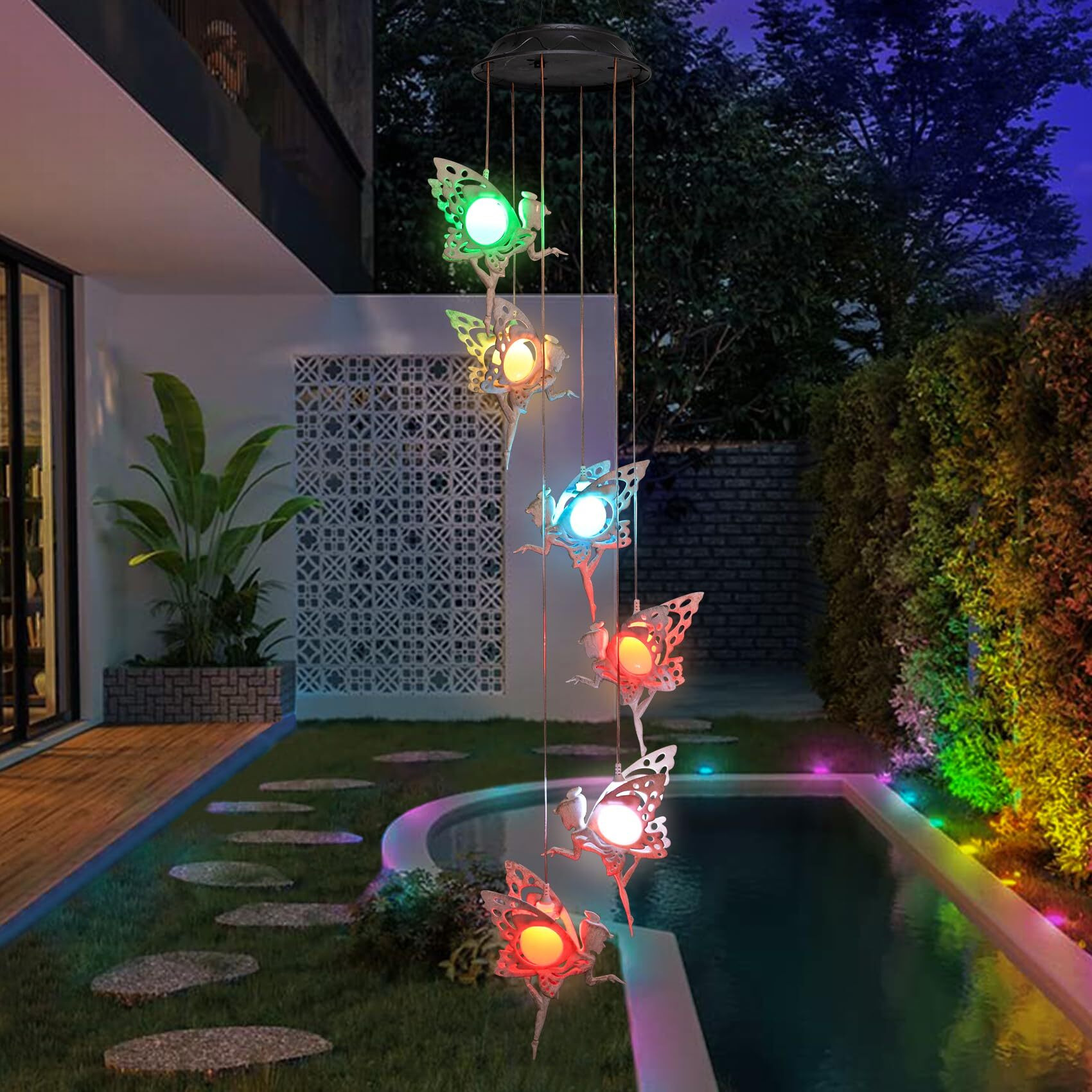 Tryme Solar Wind Chimes For Outside Changing Colors Fairy Wind Chime Lights Windchimes Outdoors Unique Decorative Mobile Gifts For Mother's Day Thanksgiving Christmas Birthday