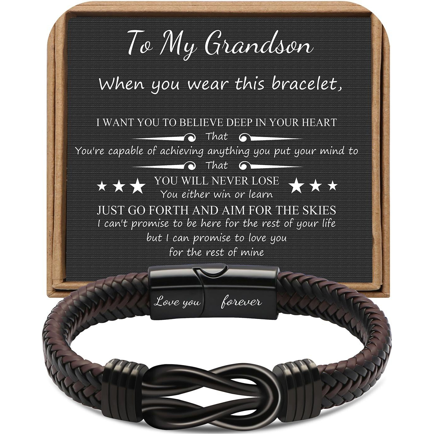 Joycuff Grandson Gifts From Grandma Grandpa Knot Bracelet To My Grandson Bracelets Anniversary Christmas Birthday Gift For Grandsons Always Linked Together