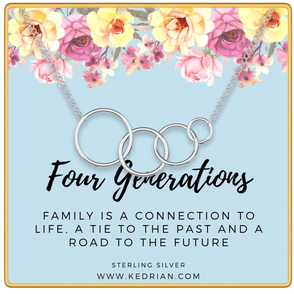 Four Generations Necklace, 925 Sterling Silver, Great Grandma Gifts From Granddaughter, Grandmother Necklace, 4 Generations Necklace For Grandma, Christmas Gifts For Grandma Gifts For Birthday