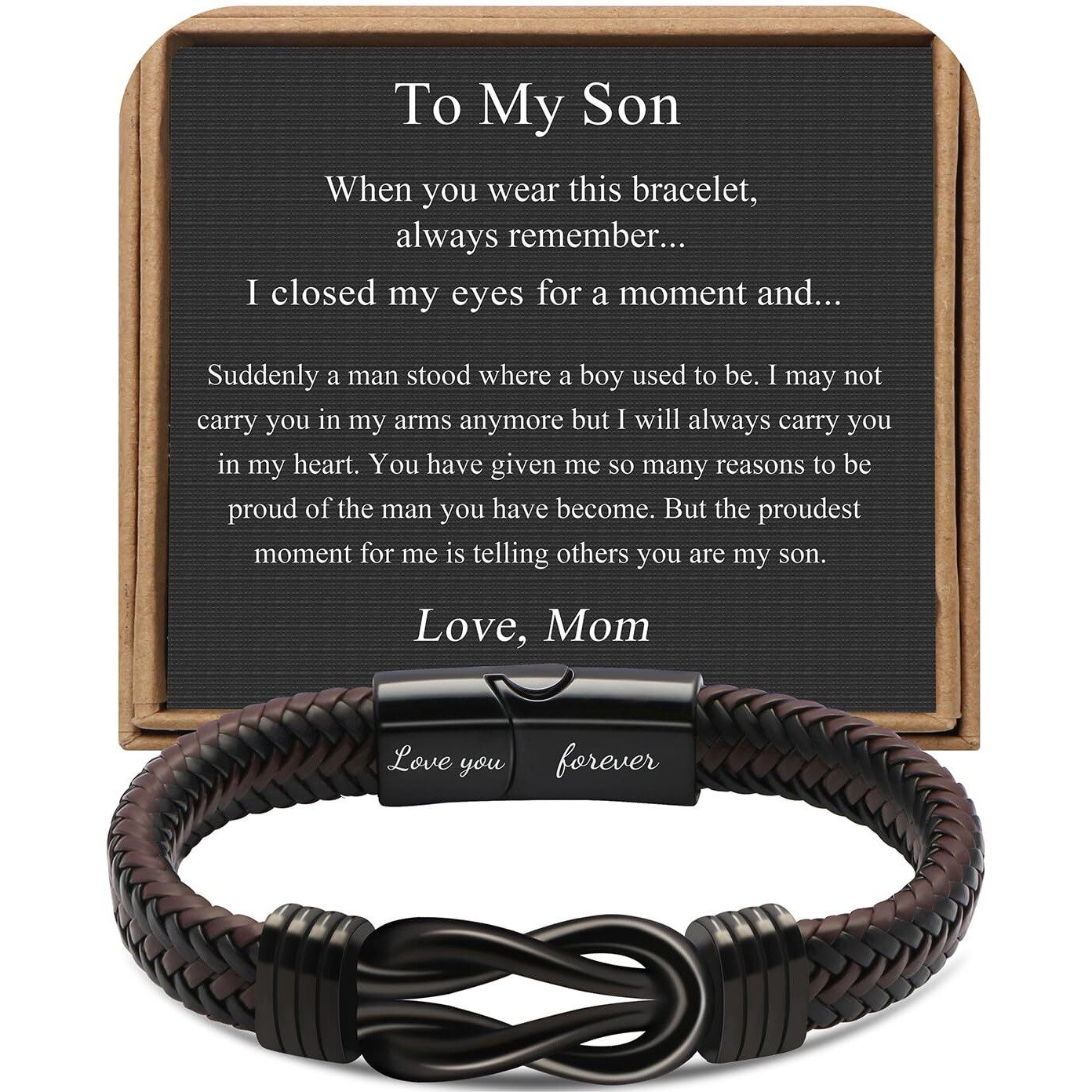 Joycuff Mother And Son Bracelet, To My Son Bracelet Birthday Gift For Son From Mom Dad, Adult Son Gifts Ideas From Mom Christmas Anniversary Knot Bracelet For Men Always Linked Together
