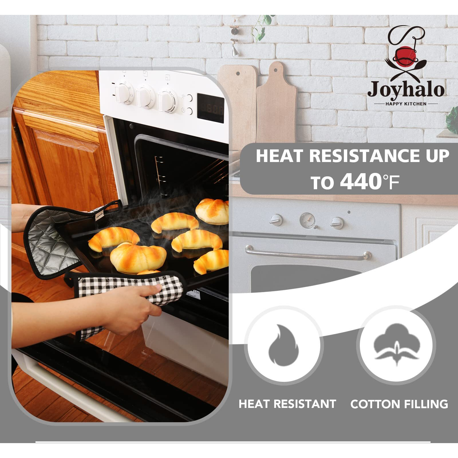 Joyhalo 4 Pack Buffalo Plaid Christmas Pot Holders For Kitchen Heat Resistant Pot Holders Sets Oven Hot Pads For Cooking Baking, Black