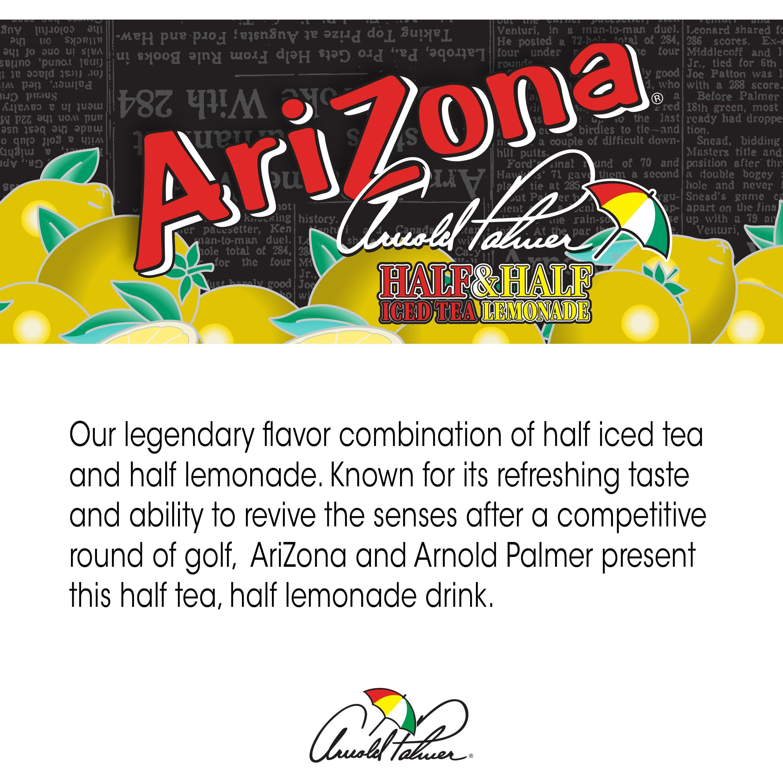 Arizona Arnold Palmer Half And Half - Big Can, 22 Fl Oz (Pack Of 12)