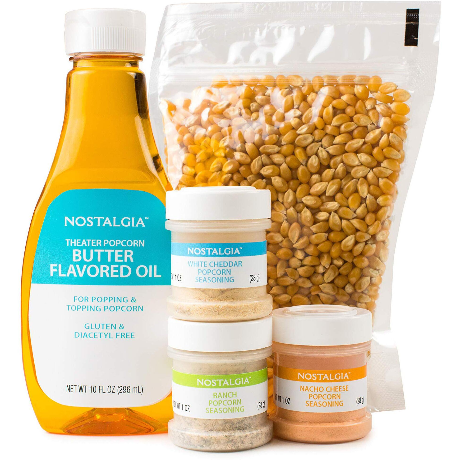 Nostalgia Kpk400 Hot Air & Kettle Kit, 3 Seasonings, Oil, Popcorn Kernels, 1 Count (Pack Of 1)
