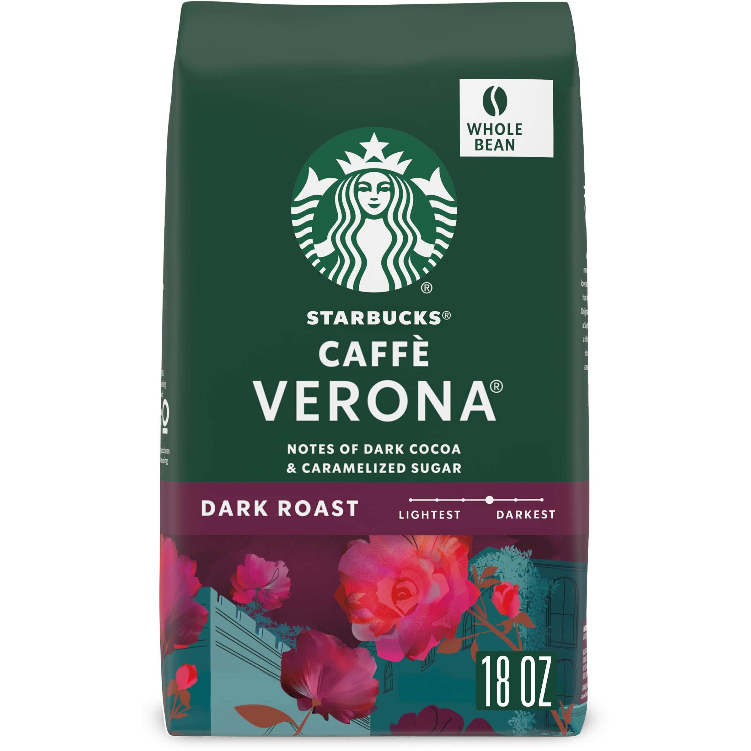 Starbucks Whole Bean Coffee, Dark Roast Coffee, Caff Verona, 100% Arabica, 1 Bag (18 Oz)