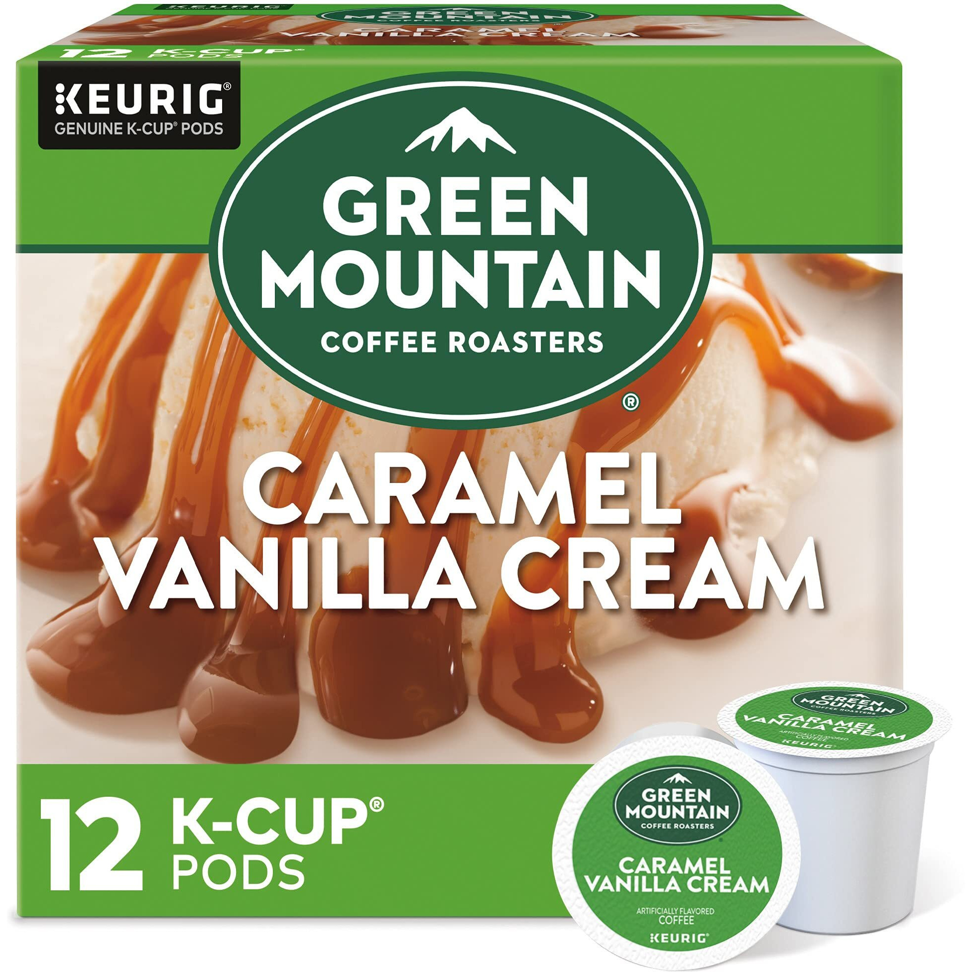 Green Mountain Coffee Roasters Caramel Vanilla Cream Keurig Single-Serve K-Cup Pods, Light Roast Coffee, 12 Count