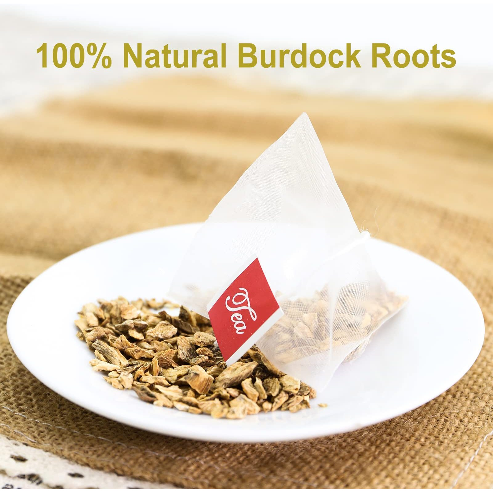 Fullchea - Burdock Root Tea Bags, 40 Teabags, 2.5G/Bag - Premium Burdock Root - Non-Gmo - Naturally Caffeine-Free Herbal Tea - Aid In Digestion & Improving Liver Health
