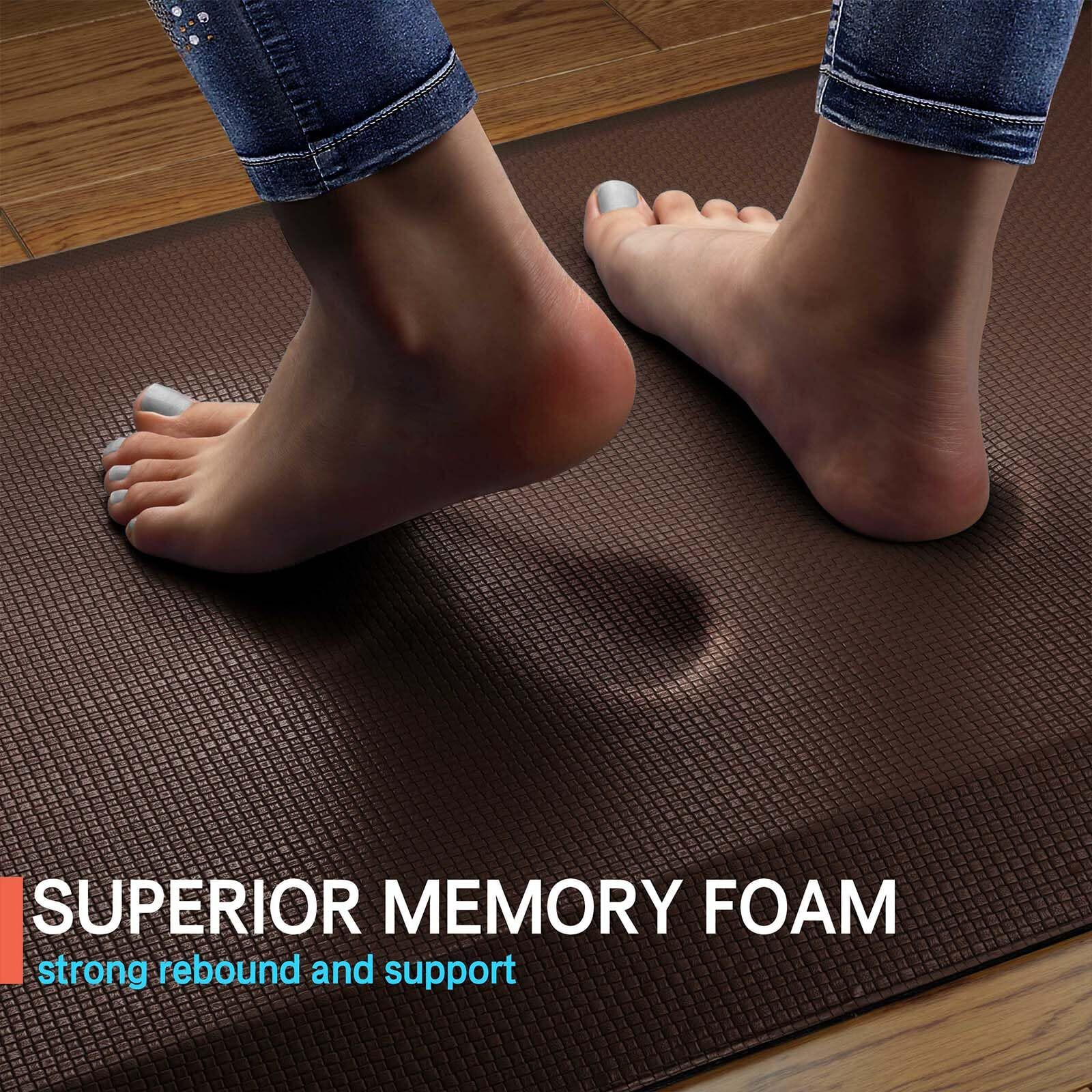 Featol Anti Fatigue Mat Floor Mat, Extra Thick Standing Office Desk Mat Memory Foam Cushioned Anti Fatigue Ergonomic Kitchen Mats Comfort Standing Pad Not Pvc 9/10 Inch Thick (20"" X 39, Brown)
