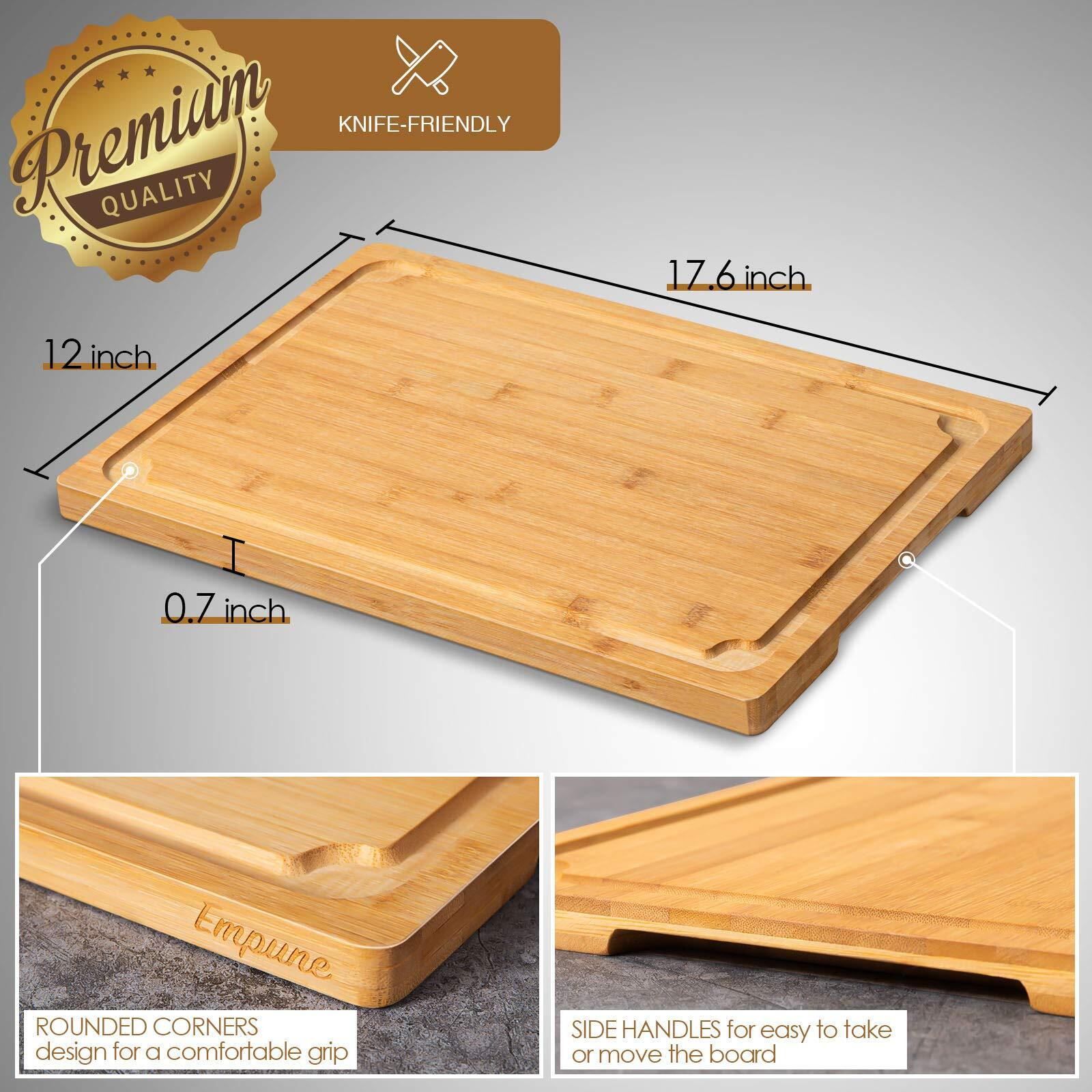 Extra Large Cutting Board, 17.6"" Bamboo Cutting Boards For Kitchen With Juice Groove And Handles Kitchen Chopping Board For Meat Cheese Board Heavy Duty Serving Tray, Xl, Empune