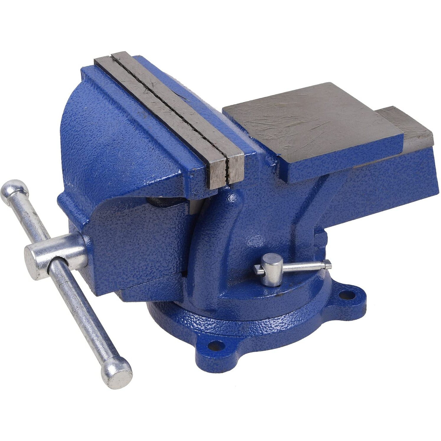 6"" Heavy Duty Bench Vise, Pipe Vise Bench Vices With Anvil Swivel Table Top Clamp Locking Base, Double Swivel Rotating Vise Head& Body Rotates 360-Blue